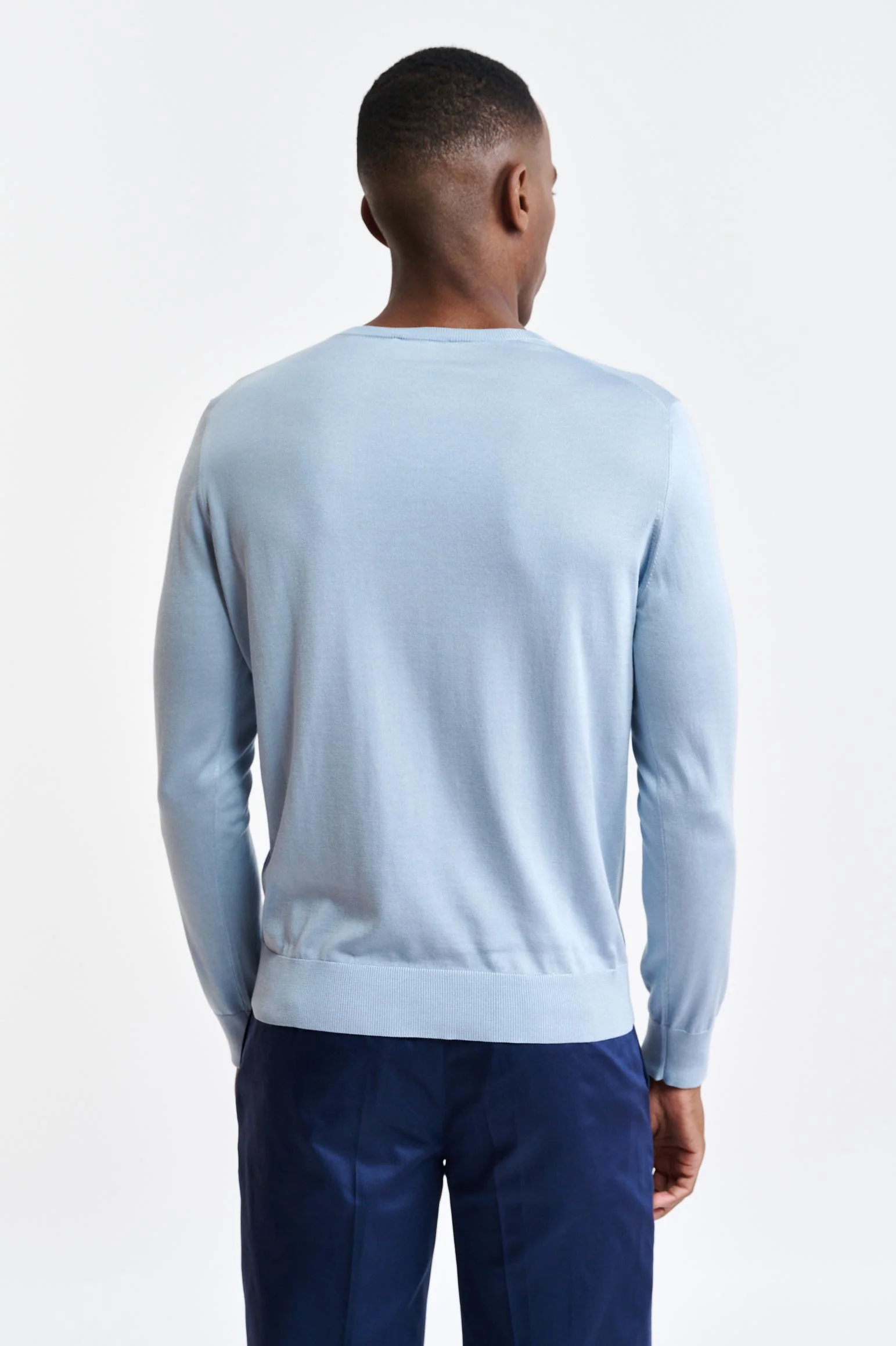 Baby Blue Silk Crewneck Crewe Knitwear - Image 3