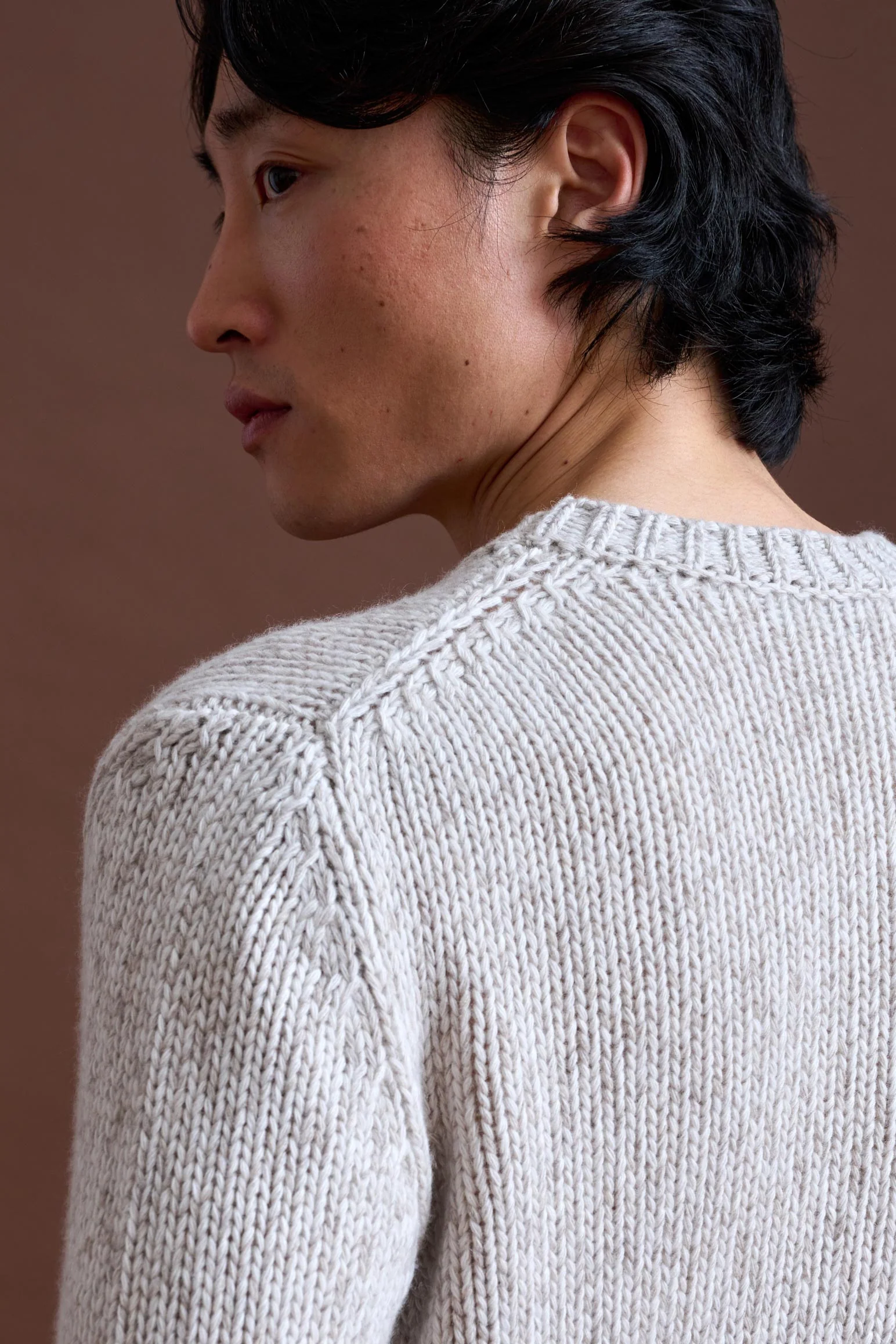 Beige Melange Wool & Cashmere Mouline Totnes Crewneck Knit - Image 4