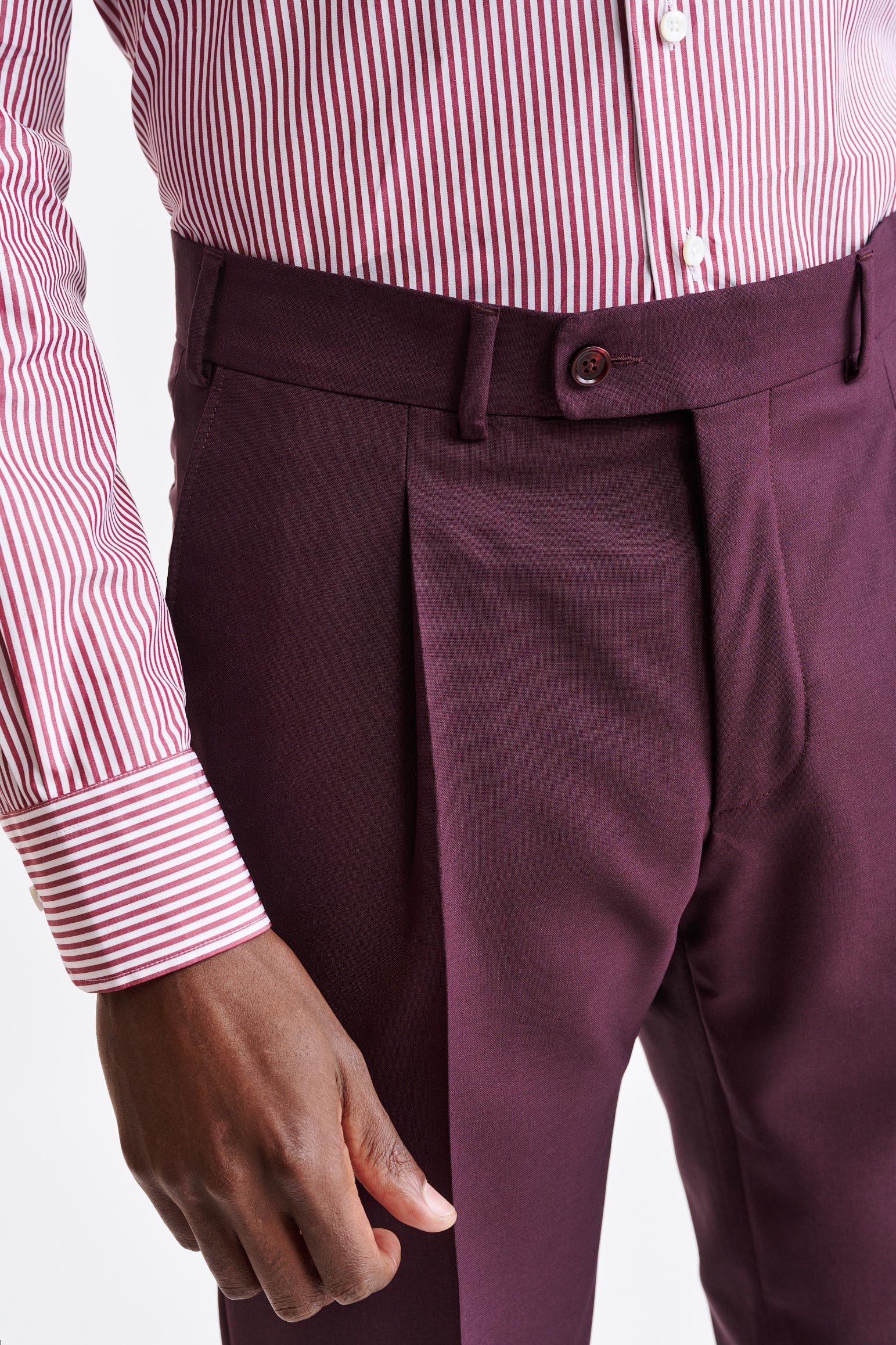Burgundy Wool Farley Trousers Capri - Image 4