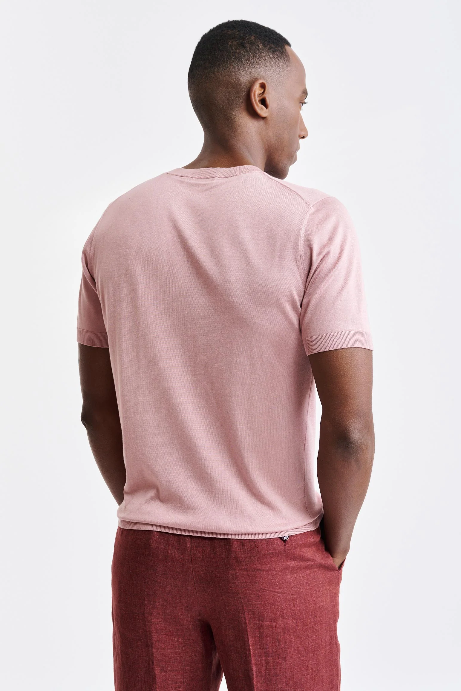 Pale Pink Silk Crewneck Penryn Knitwear - Image 3