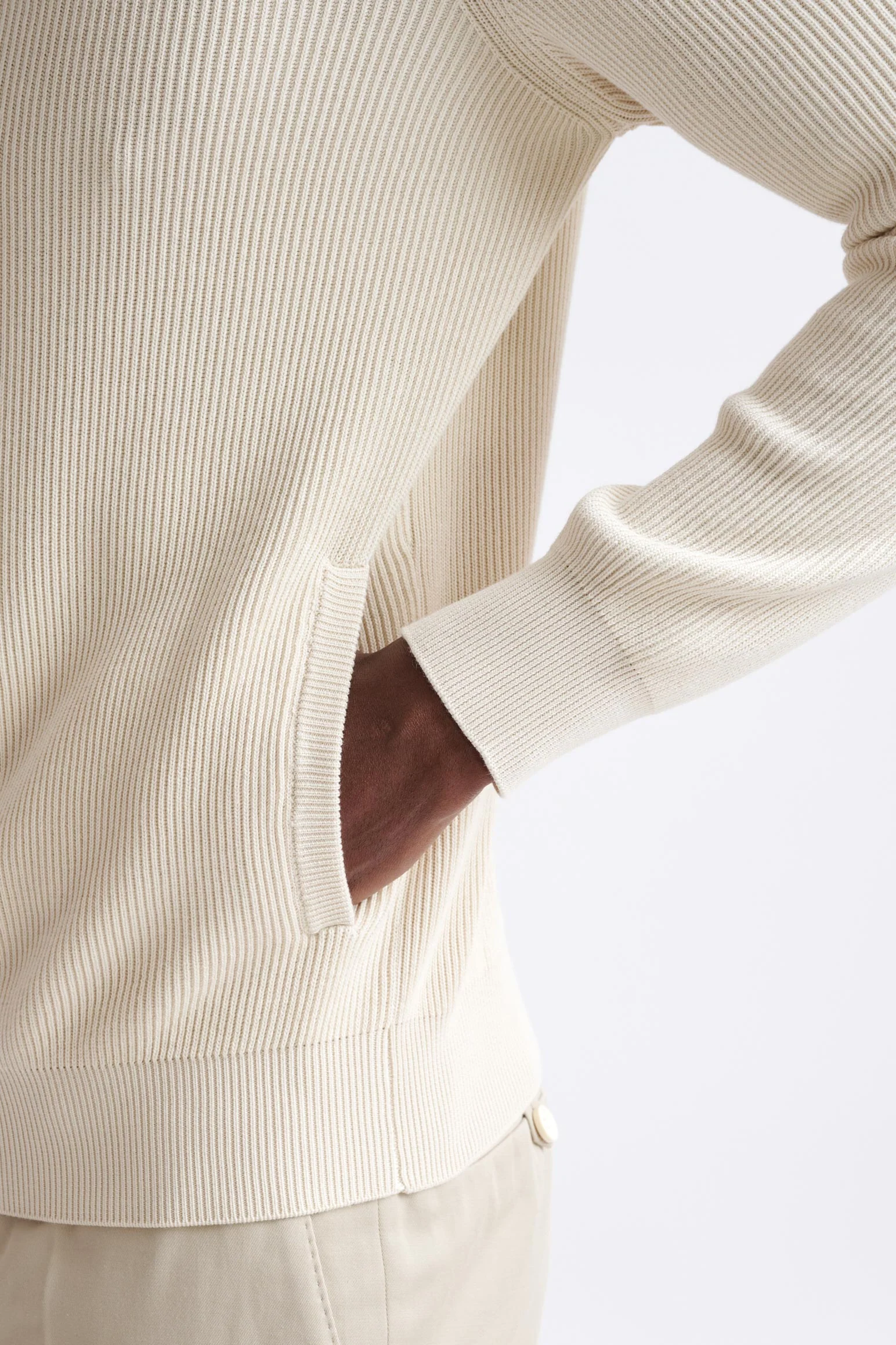 Cream Cotton Exford FullZip Knitted Sweater - Image 4