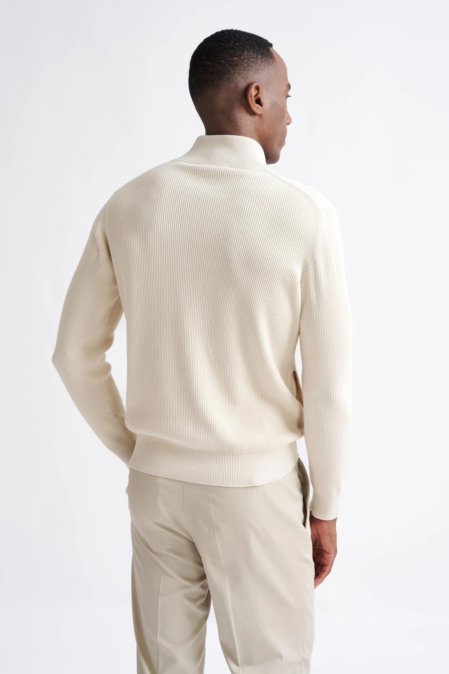 Cream Cotton Exford FullZip Knitted Sweater - Image 5