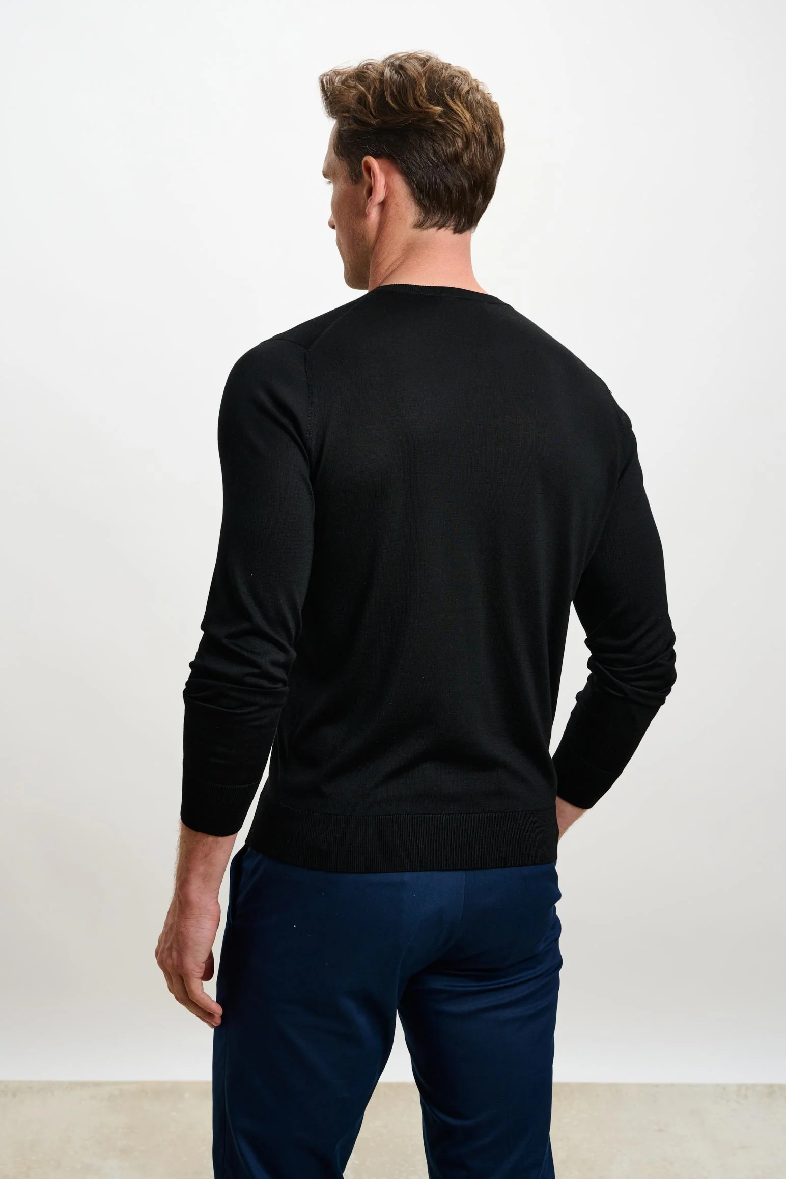 Black Silk Crewe Long Sleeve Sweater - Image 3