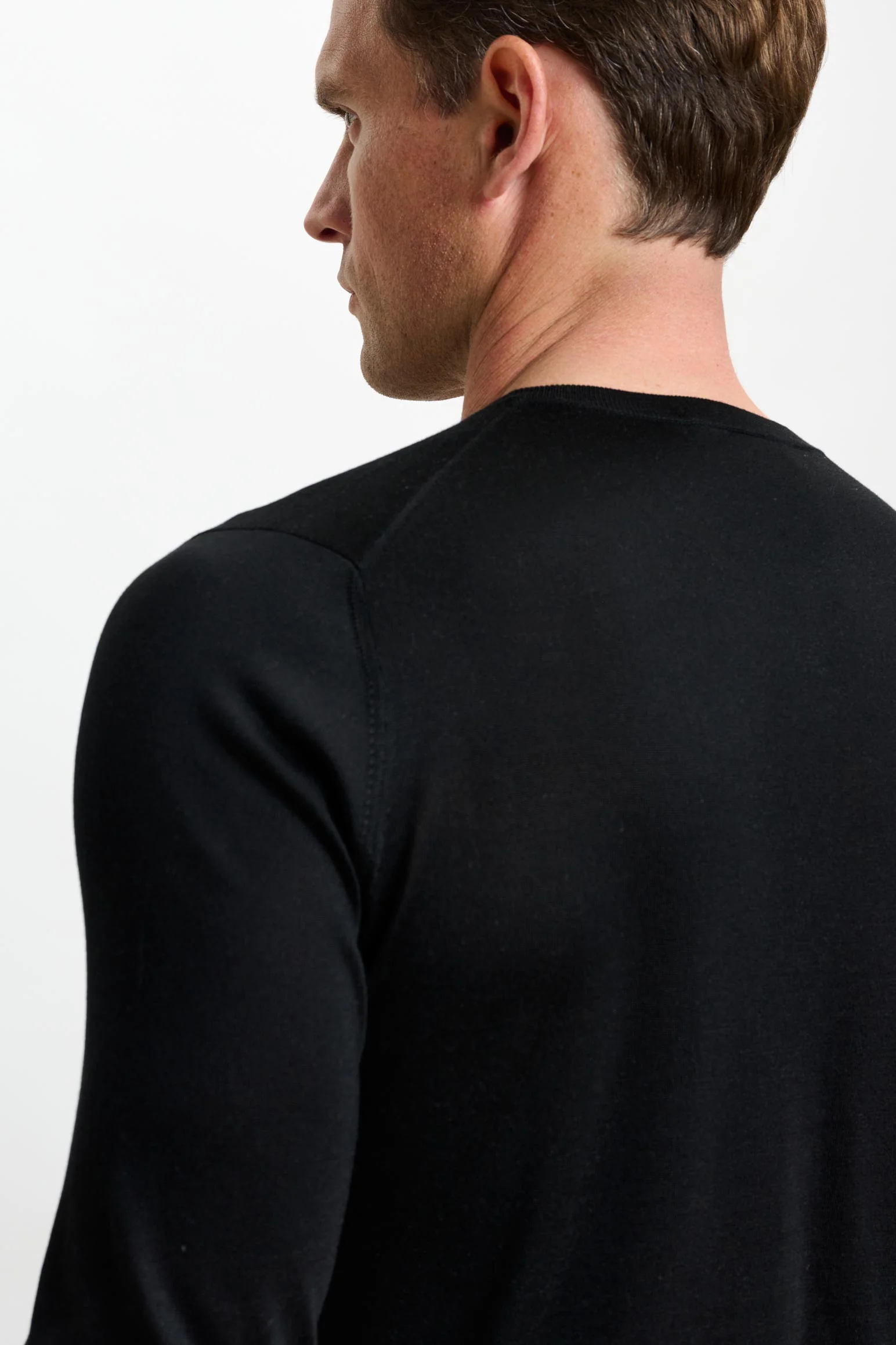 Black Silk Crewe Long Sleeve Sweater - Image 4