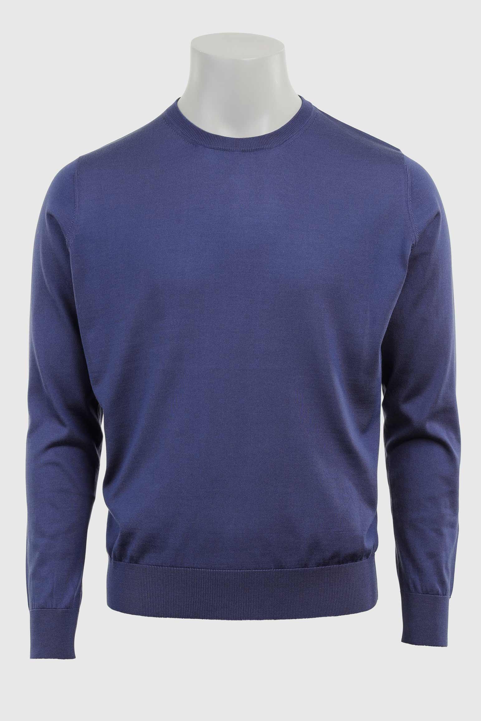 Ink Blue Silk Crewe Long Sleeve Sweater - Image 6
