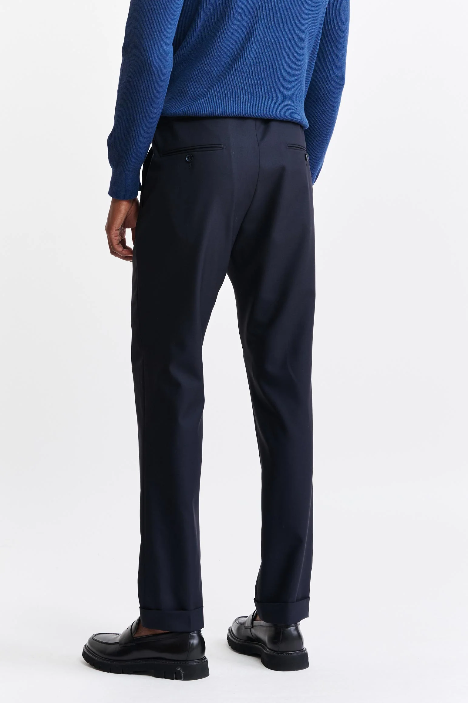 Dark Blue 100% Wool Perth Drawstring Trousers Capri - Image 6