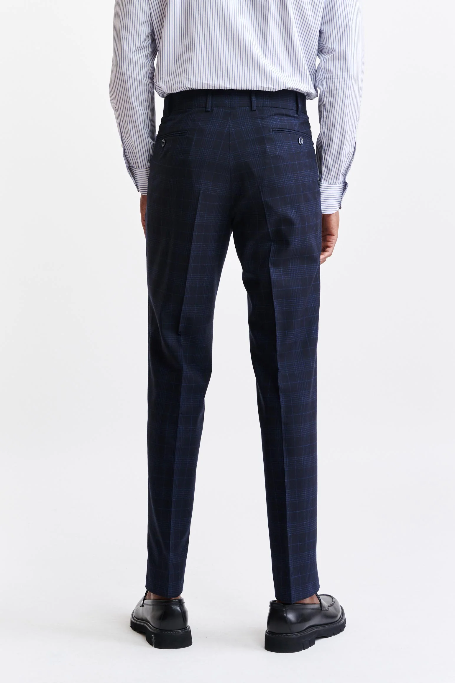 Dark Blue Wool & Cotton Farley Trousers Riviera Trend - Image 3