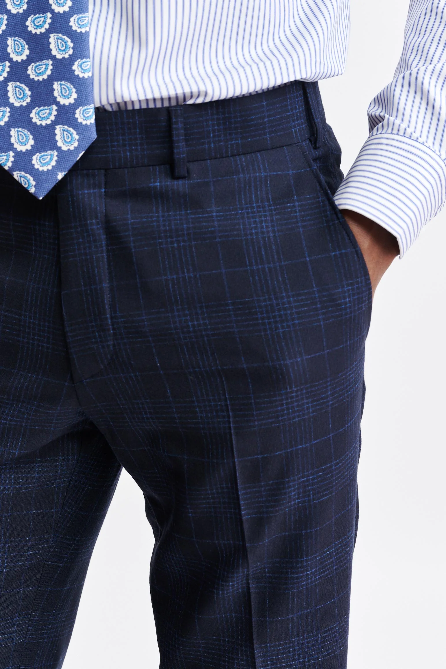 Dark Blue Wool & Cotton Farley Trousers Riviera Trend - Image 4