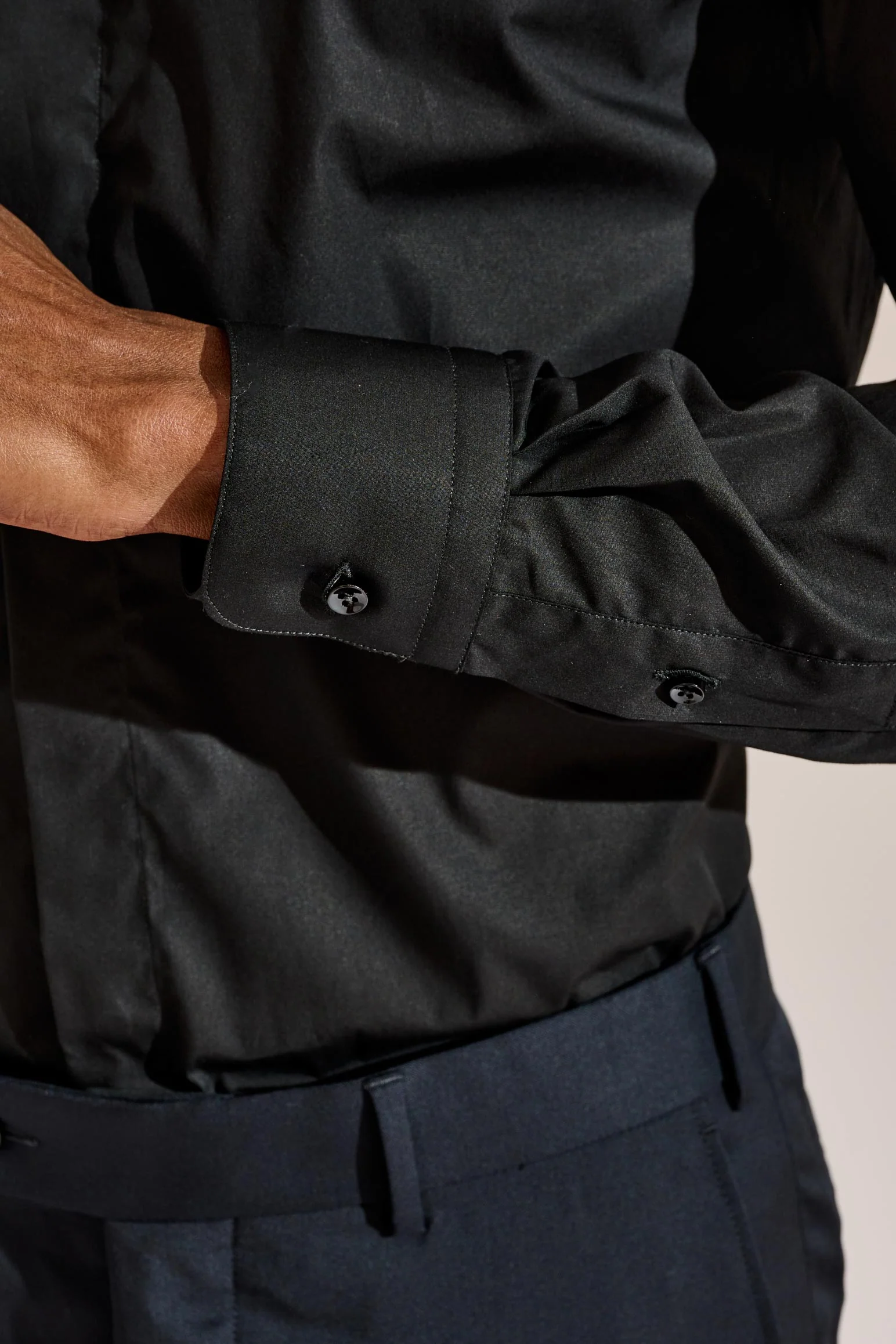 Black Poplin Formal Shirt Stretch - Image 3