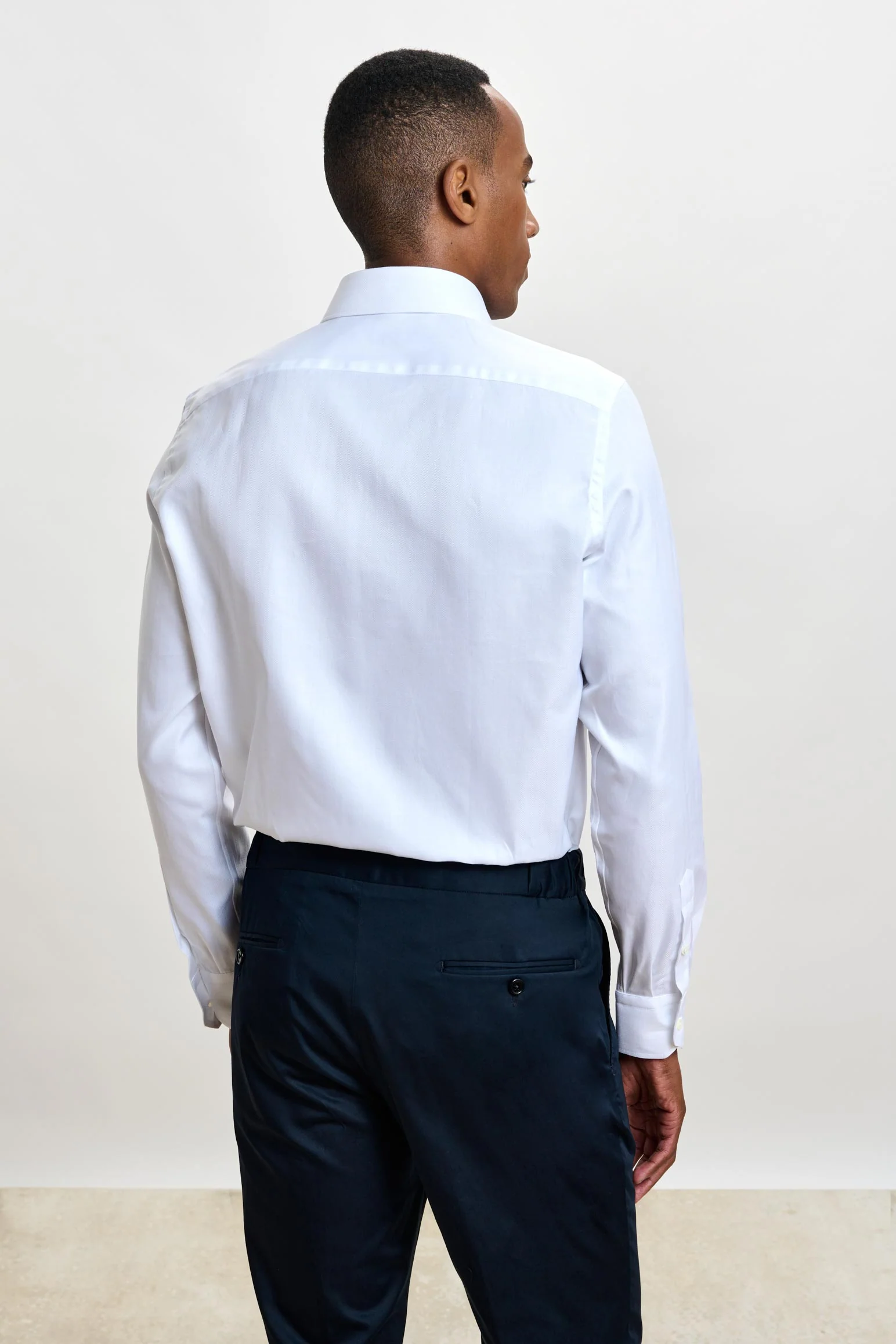 White Stripe Herringbone Formal Shirt - Image 5