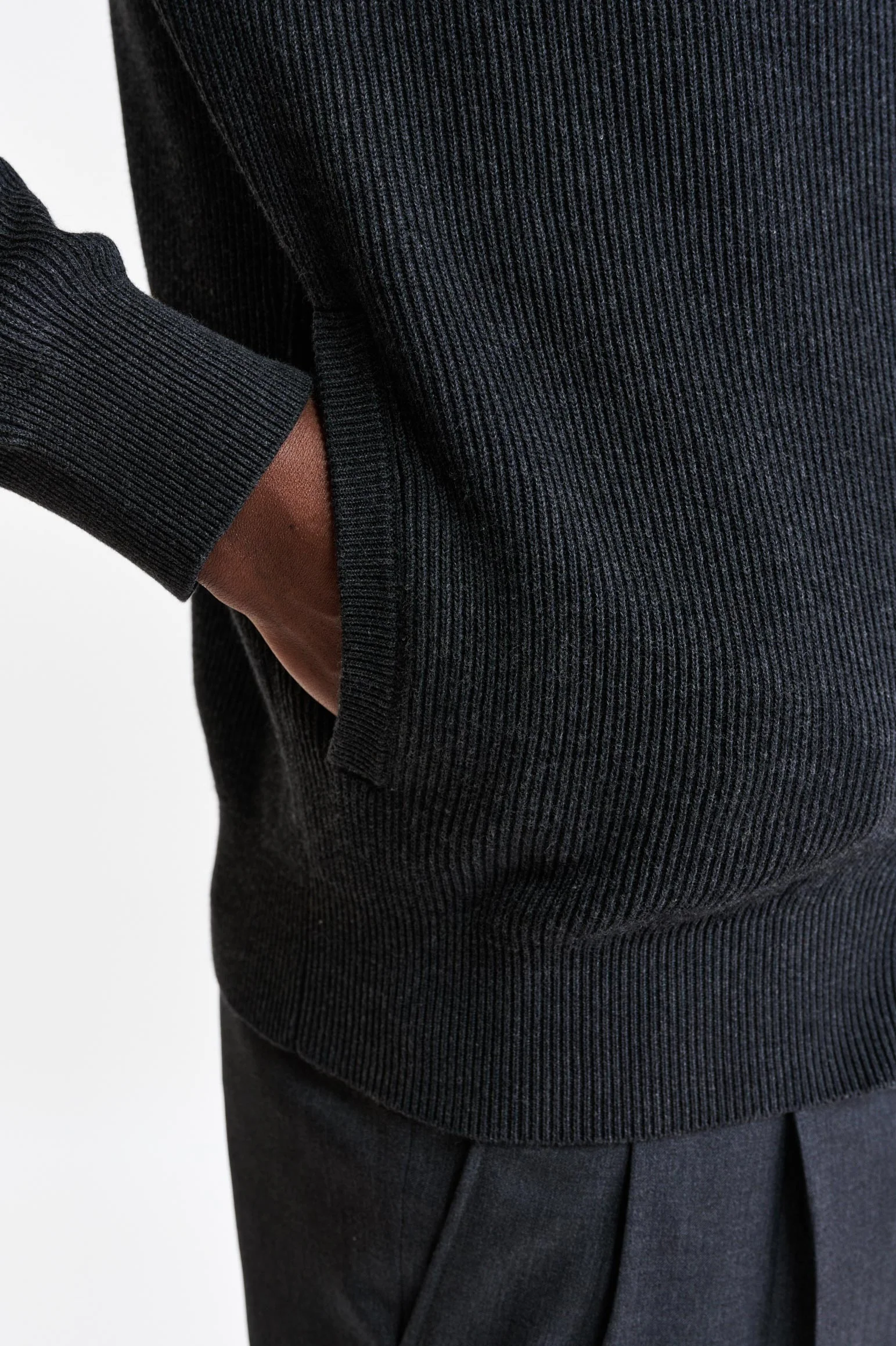 Grey Melange Cotton Exford FullZip Knitted Sweater - Image 4