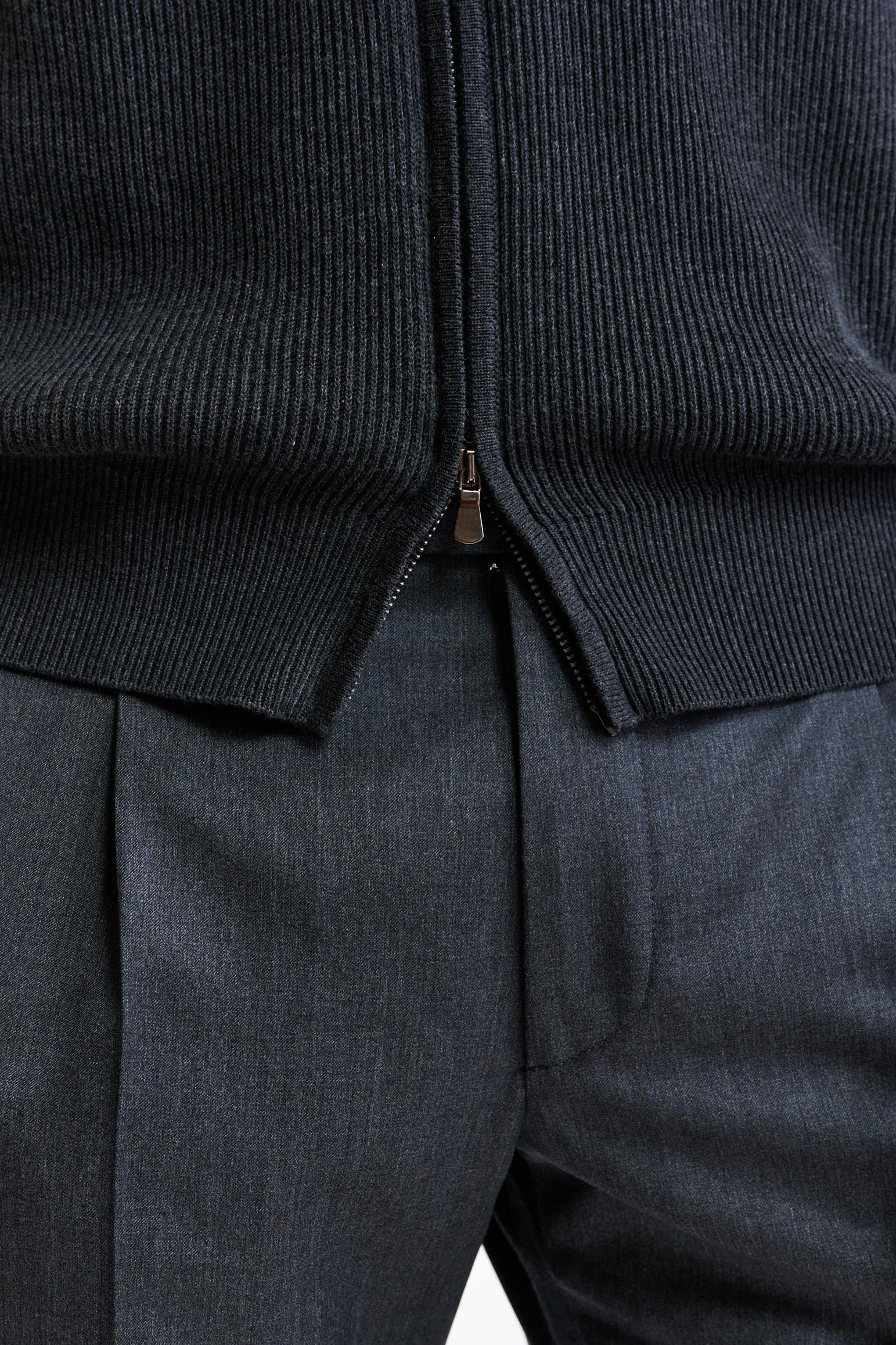 Grey Melange Cotton Exford FullZip Knitted Sweater - Image 5