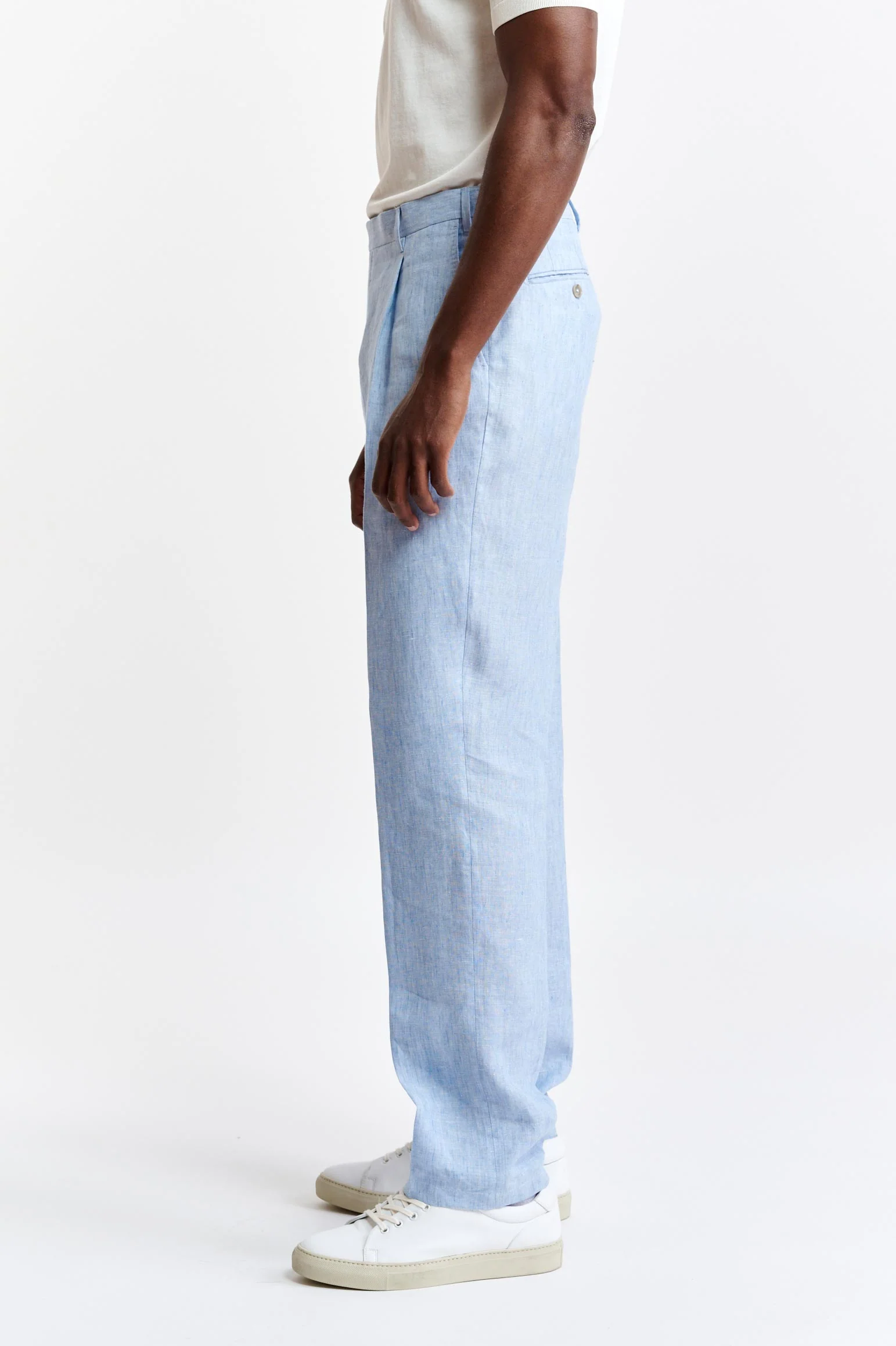 Light Blue 100% Linen Xander Trousers Pure Linen - Image 3