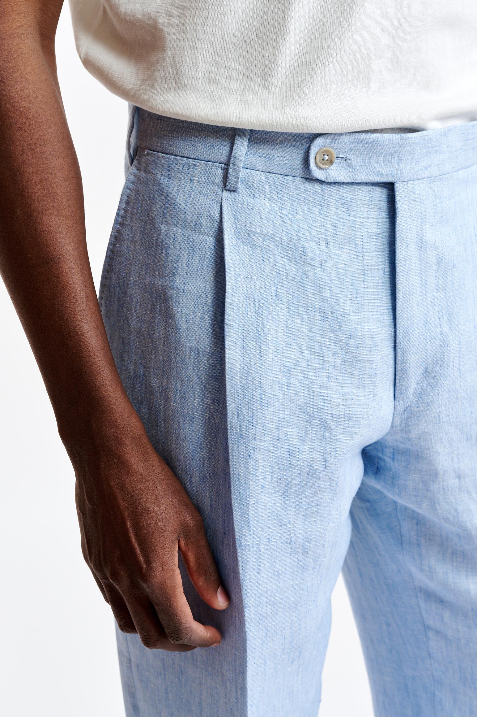 Light Blue 100% Linen Xander Trousers Pure Linen - Image 4