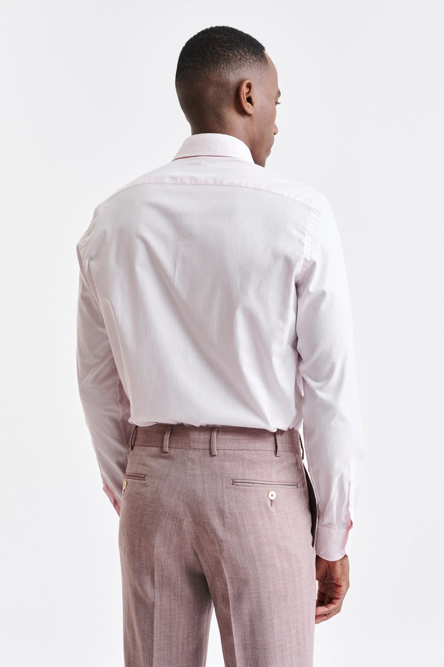 Light Pink & White Cotton Twill Formal Shirt - Image 5