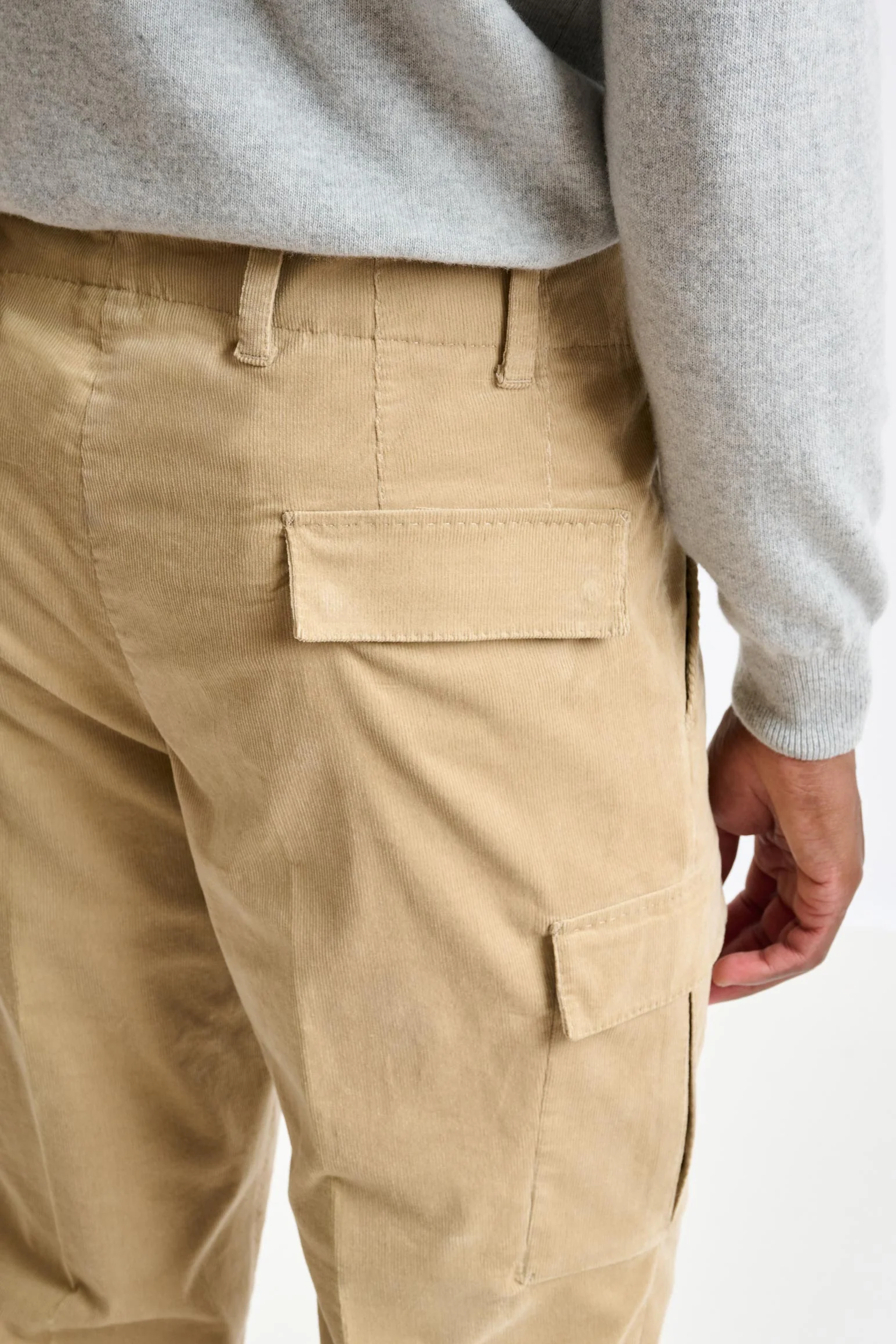 Light Brown Cotton Helston Cargo Trousers Corduroy - Image 5