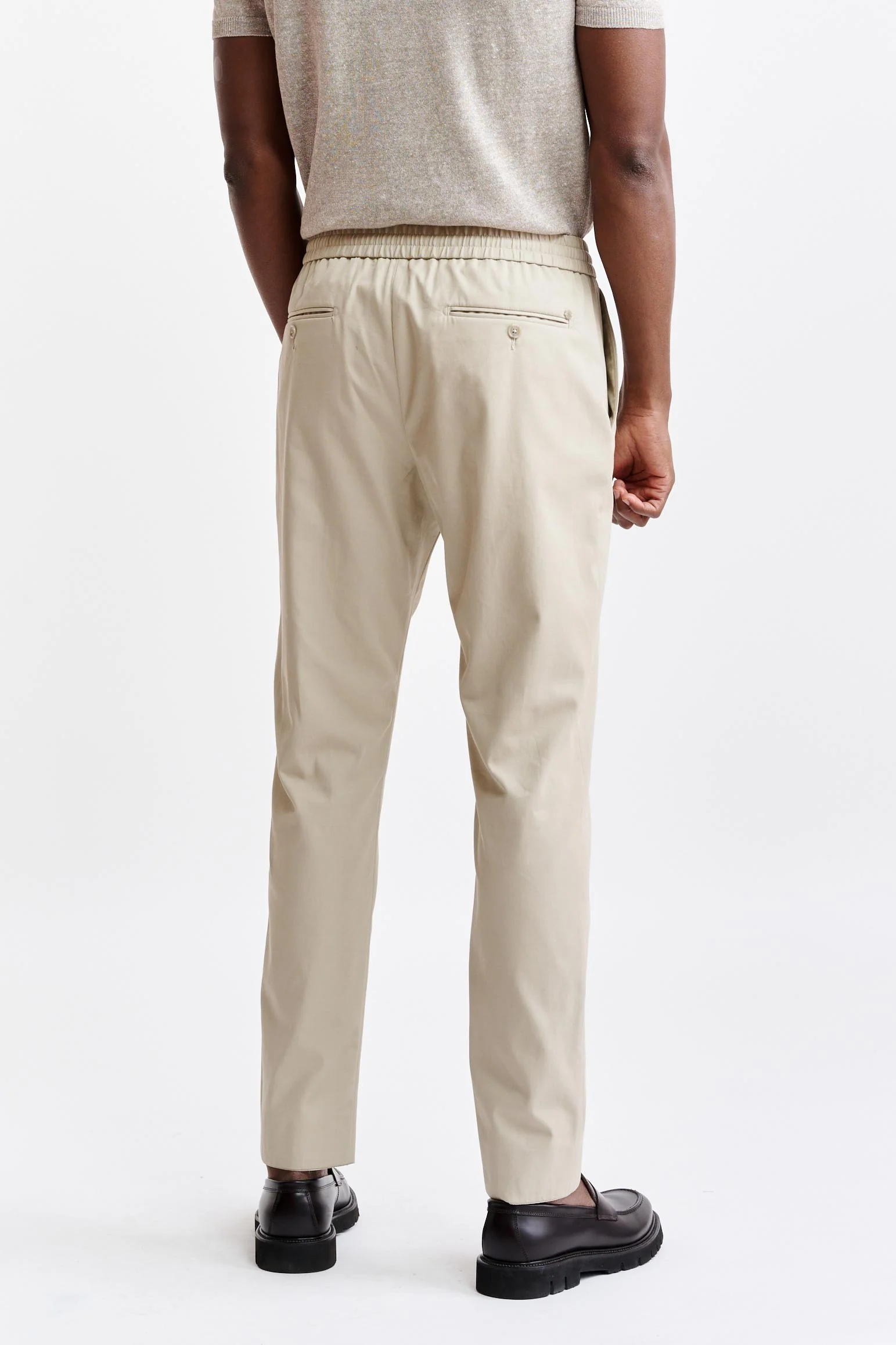 Light Brown Drawstring Trousers Cashmere Cotton - Image 6
