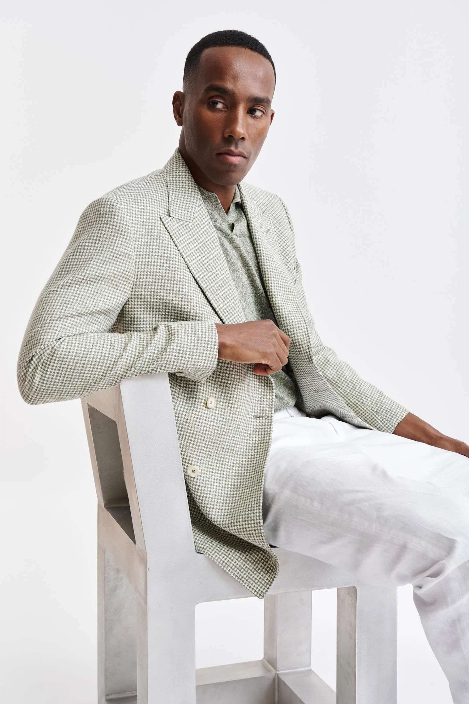 Light Green Wool & Cotton Soho Jacket Riviera Trend - Image 5