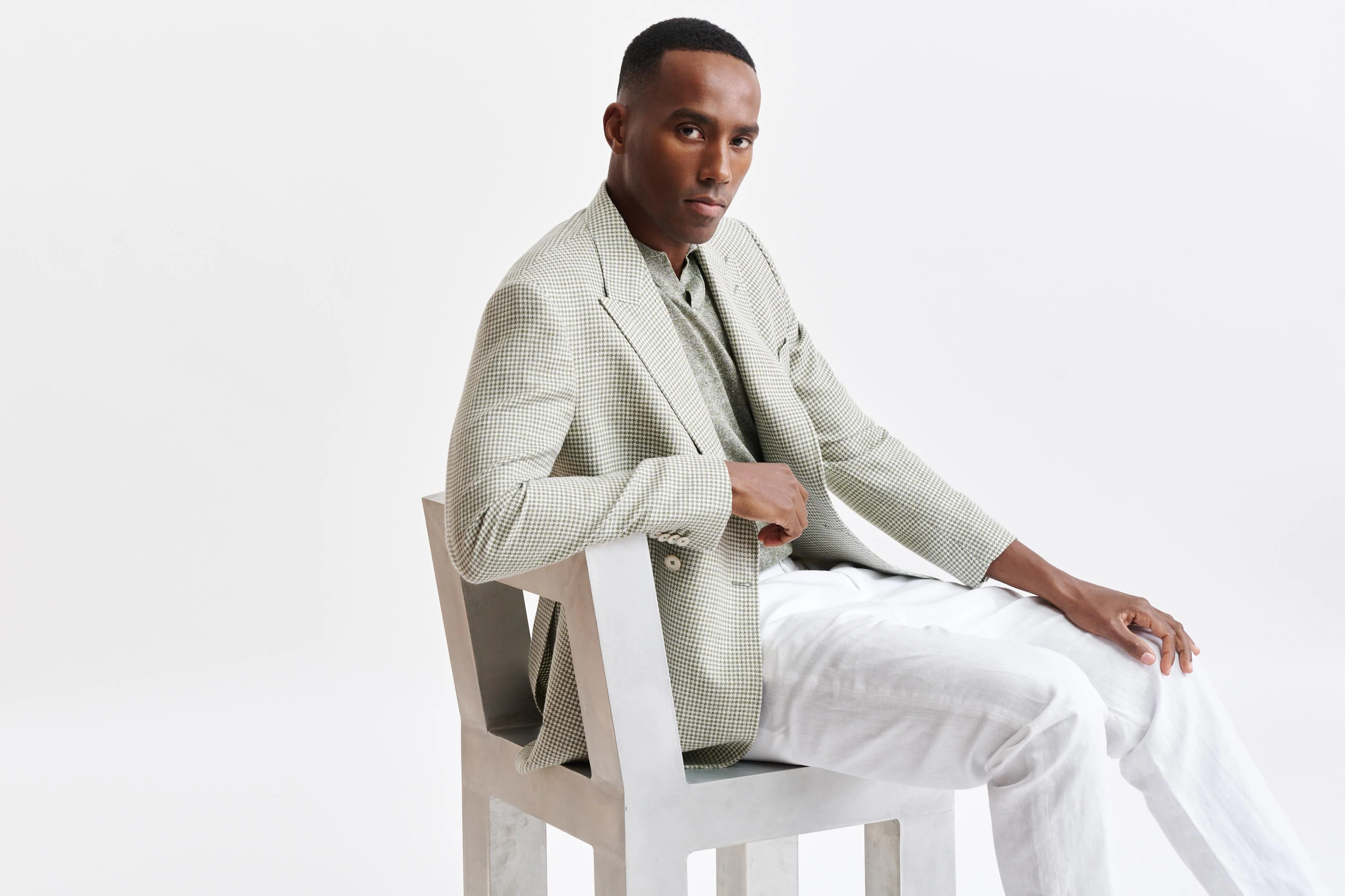 Light Green Wool & Cotton Soho Jacket Riviera Trend - Image 9