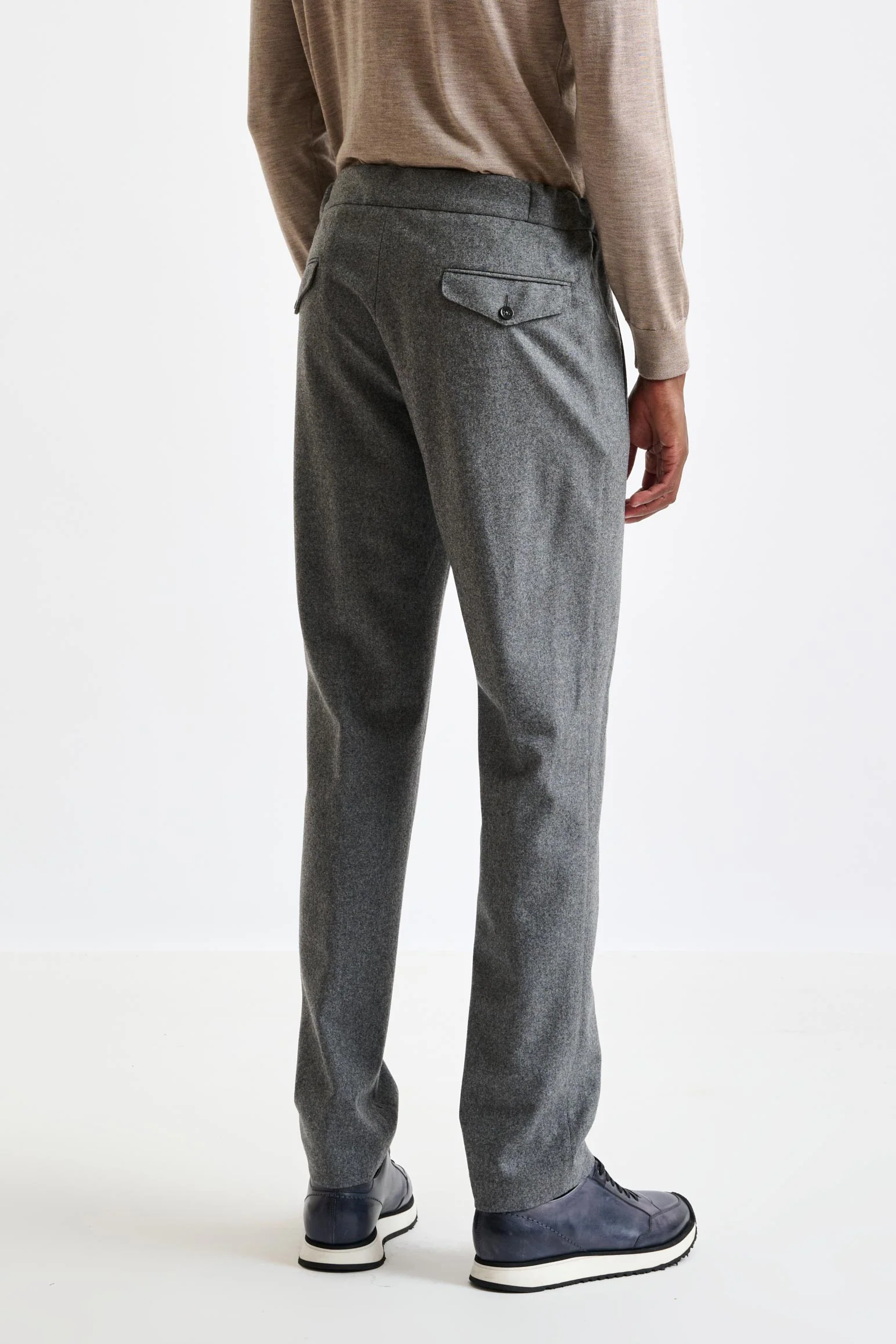 Grey 100% Wool Perth Drawstring Trouser Flannel Saxony - Image 3