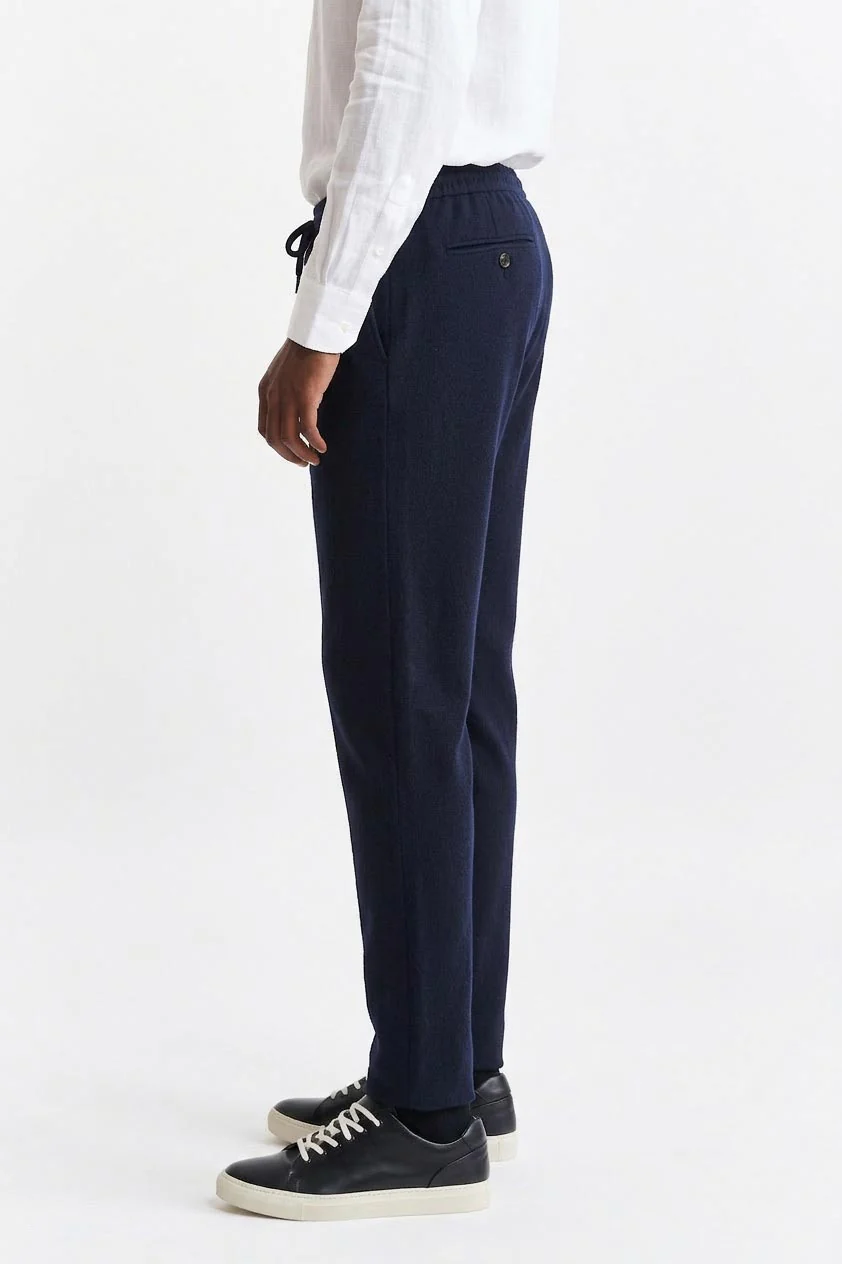 Medium Blue Drawstring Trousers Cashmere Cotton - Image 3