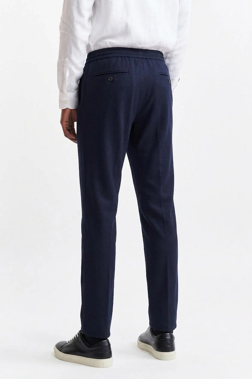 Medium Blue Drawstring Trousers Cashmere Cotton - Image 6