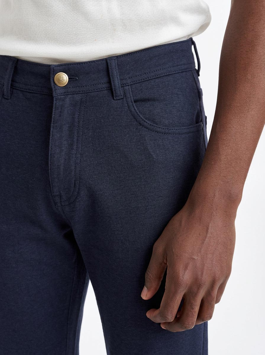 Medium Blue Five Pocket Trousers Cashmere Cotton - Image 4