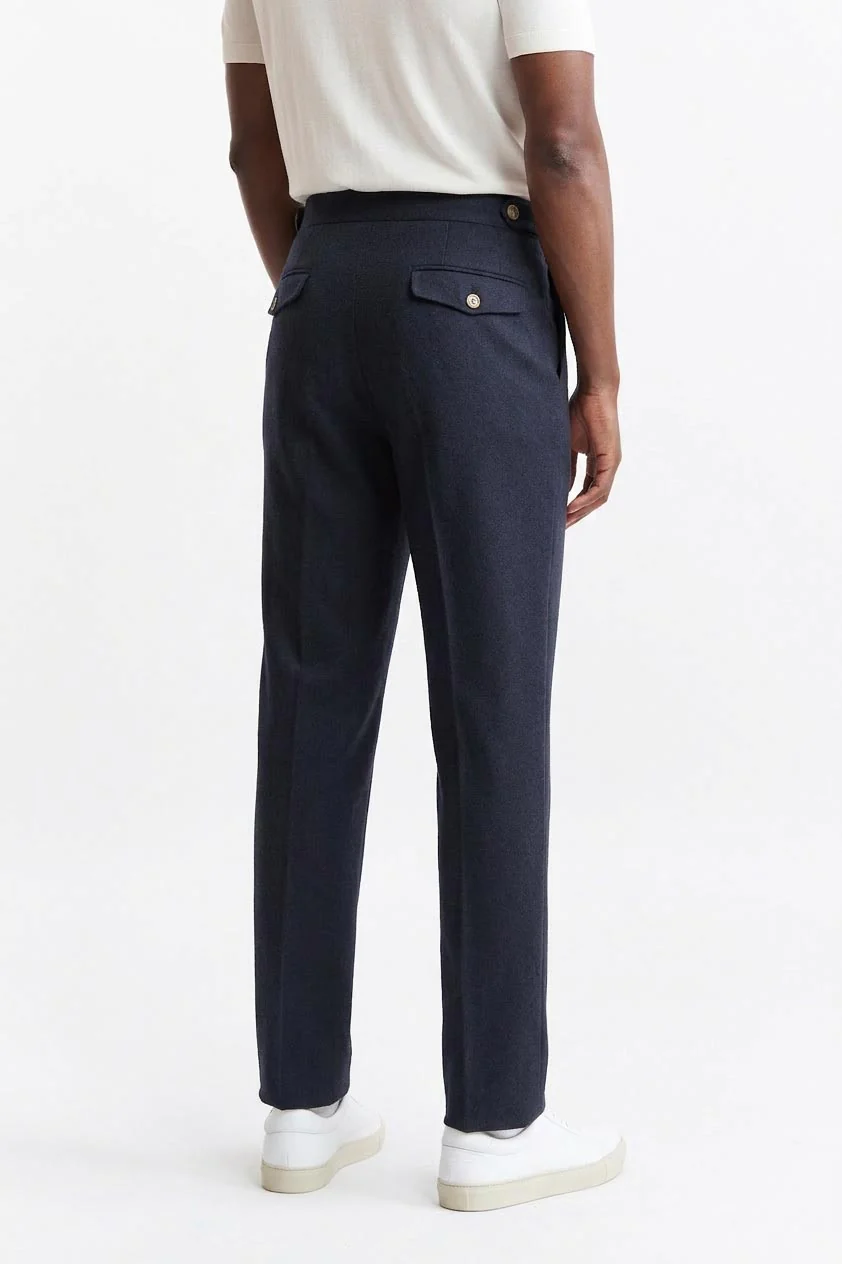 Medium Blue Gurkha Trousers Cashmere Cotton - Image 6
