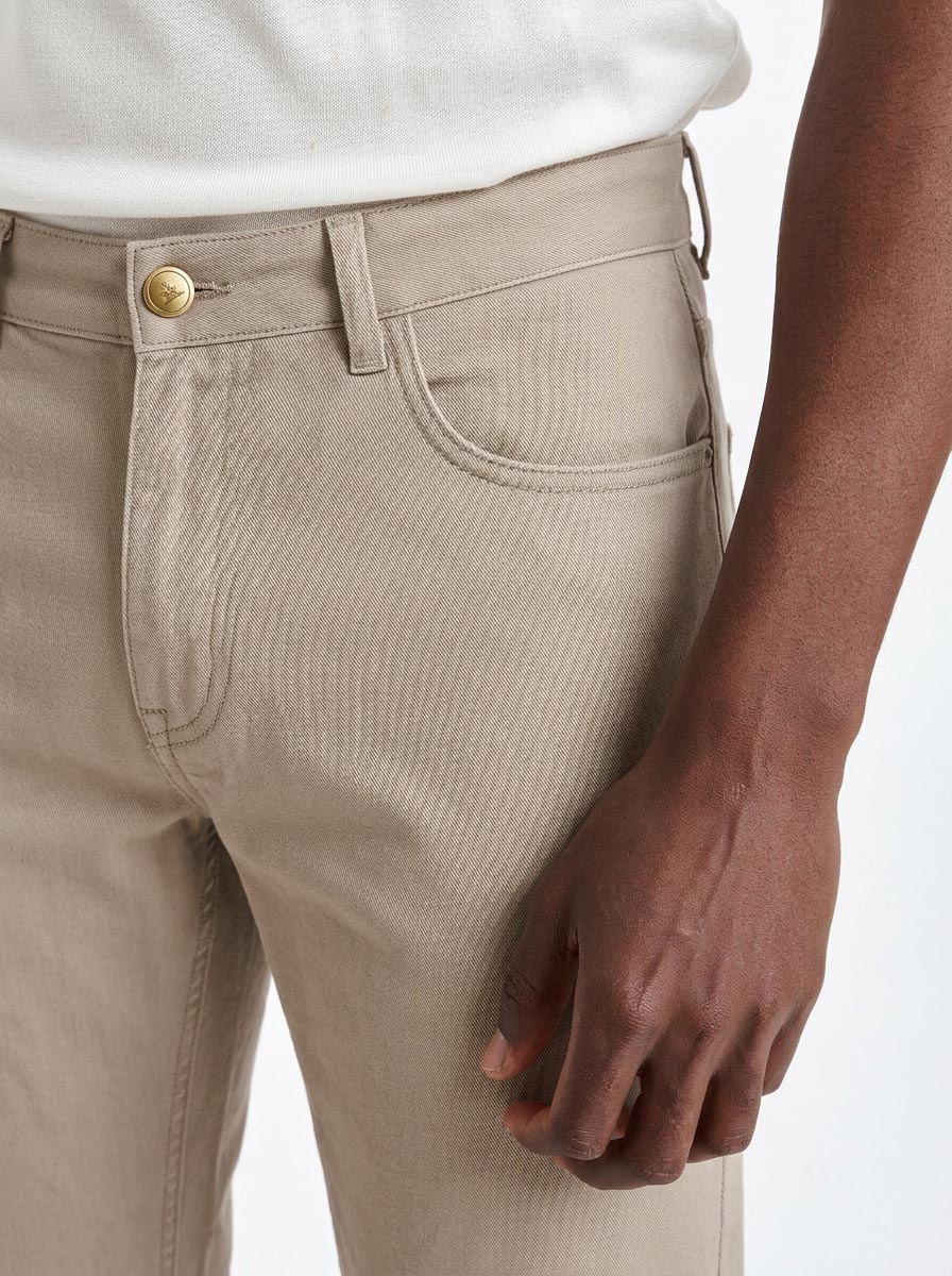 Medium Brown Five Pocket Trousers Cashmere Cotton - Image 3