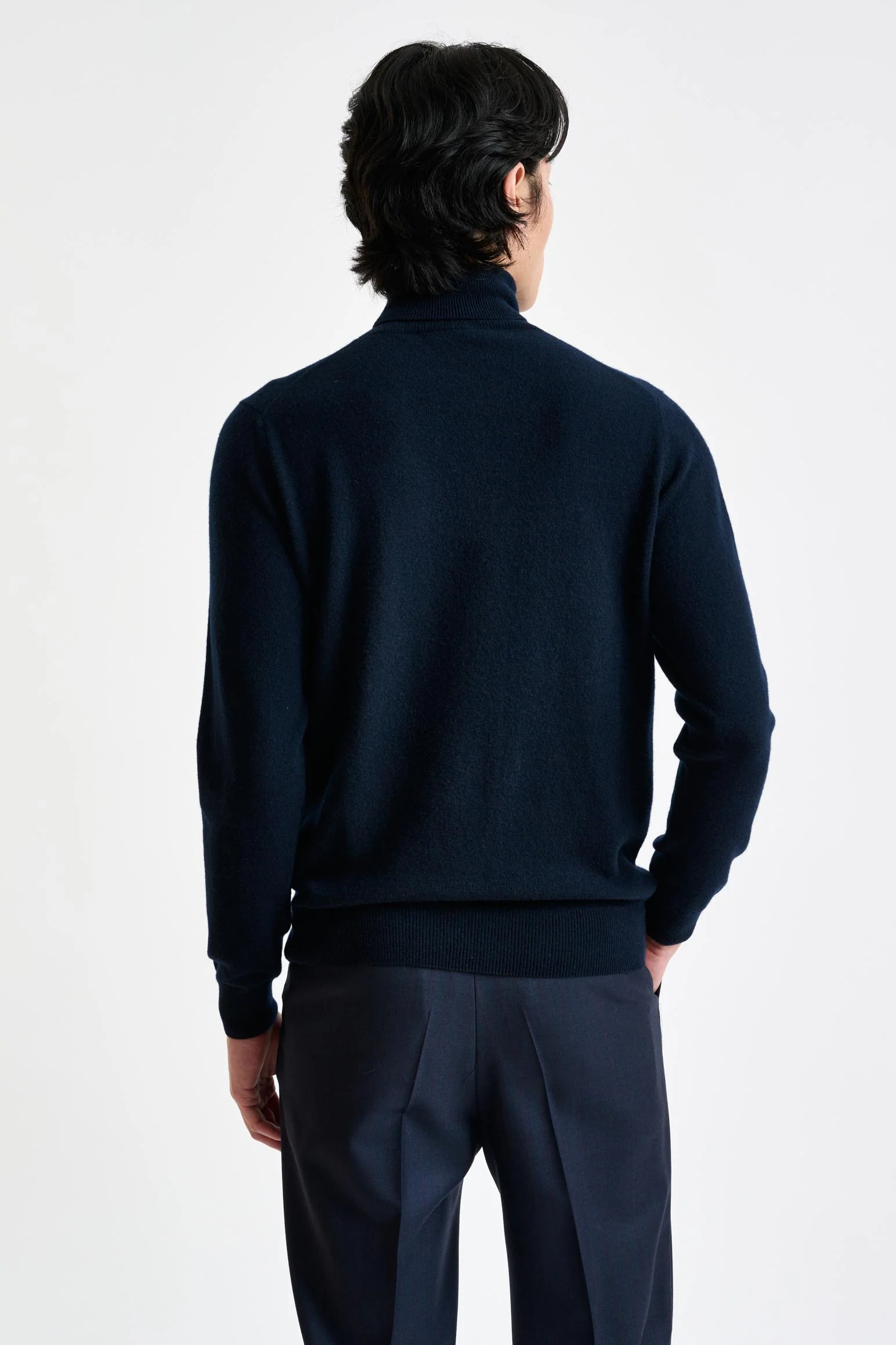 Navy Cashmere & Silk Blend Telford Turtleneck Sweater - Image 4
