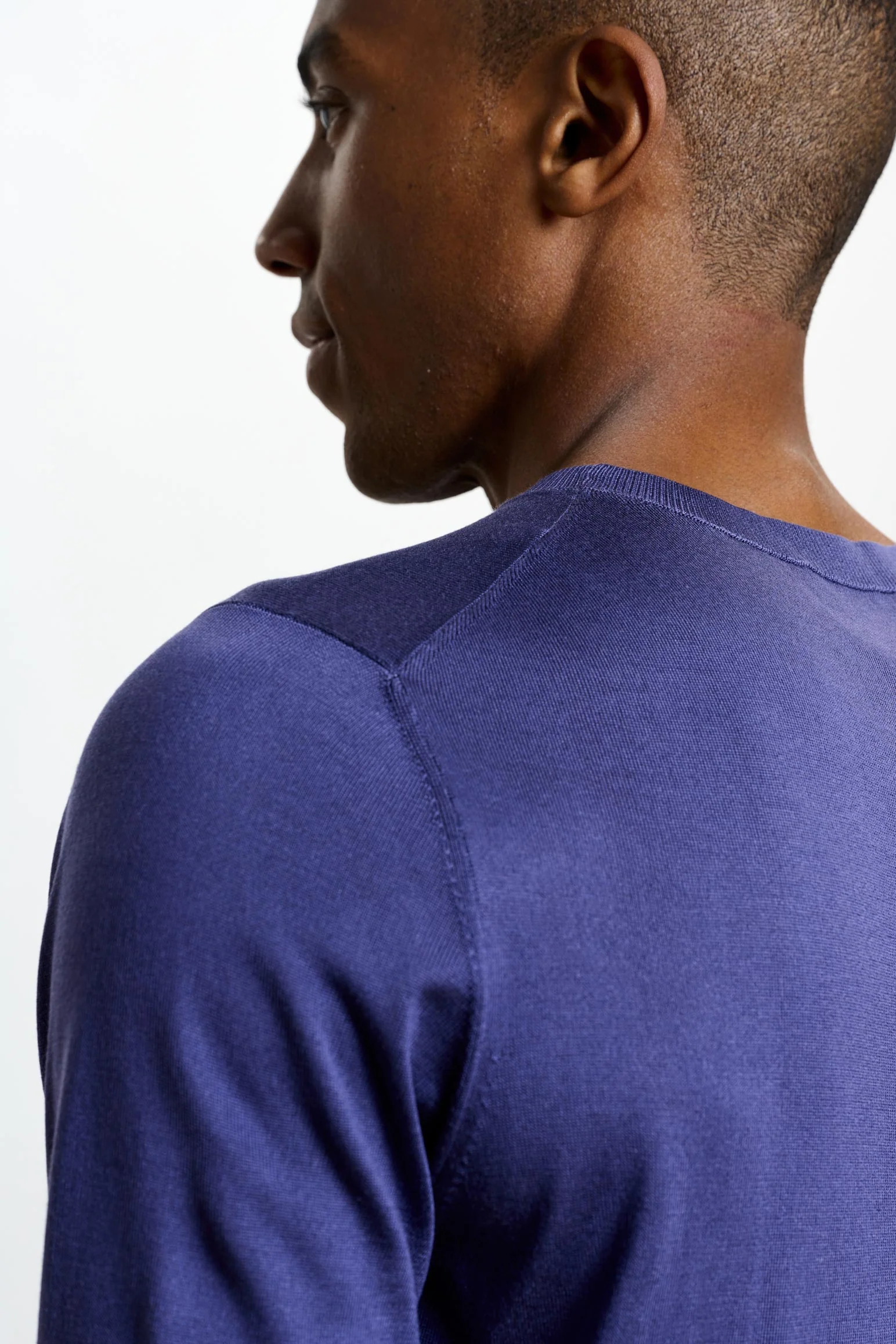 Navy Silk Penryn Short Sleeve Sweater - Image 4