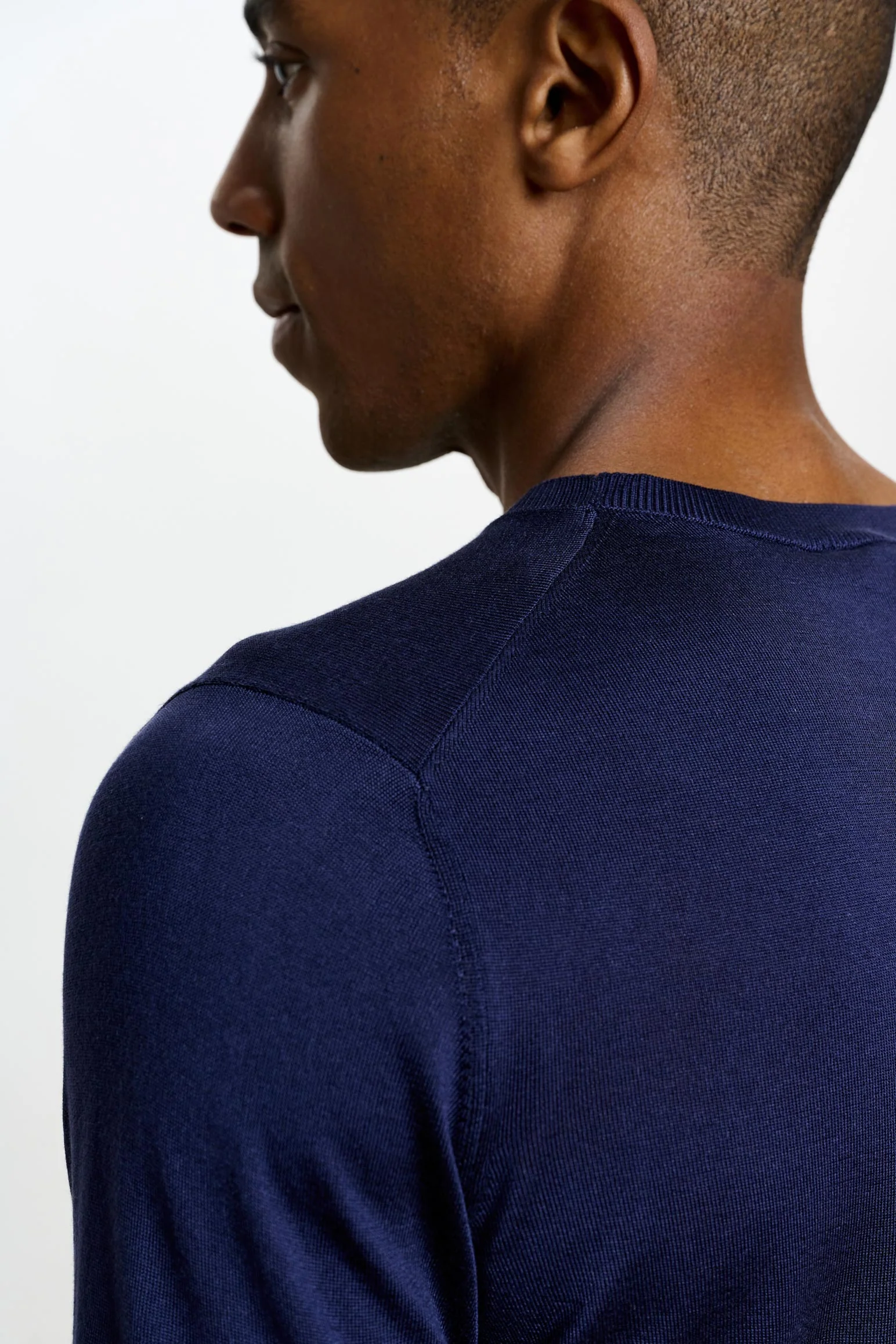 Midnight Blue Silk Penryn Short Sleeve Sweater - Image 4