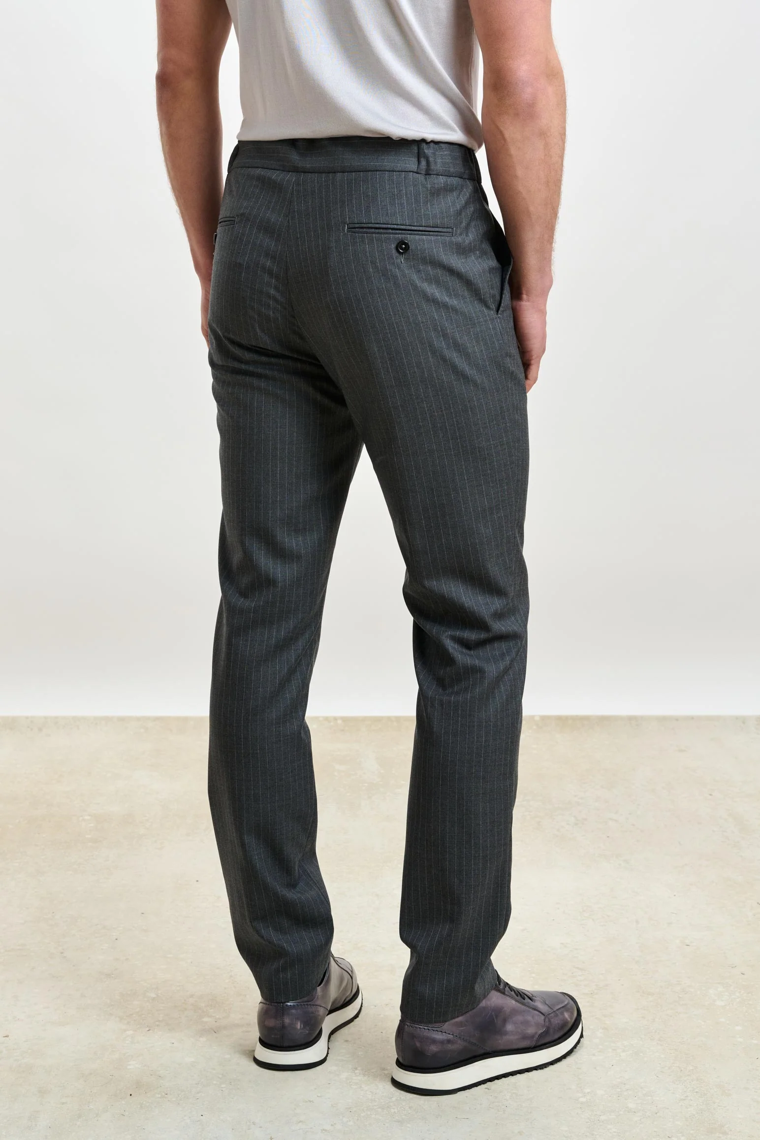 Striped Grey Perth Drawstring Trousers Eton - Image 3