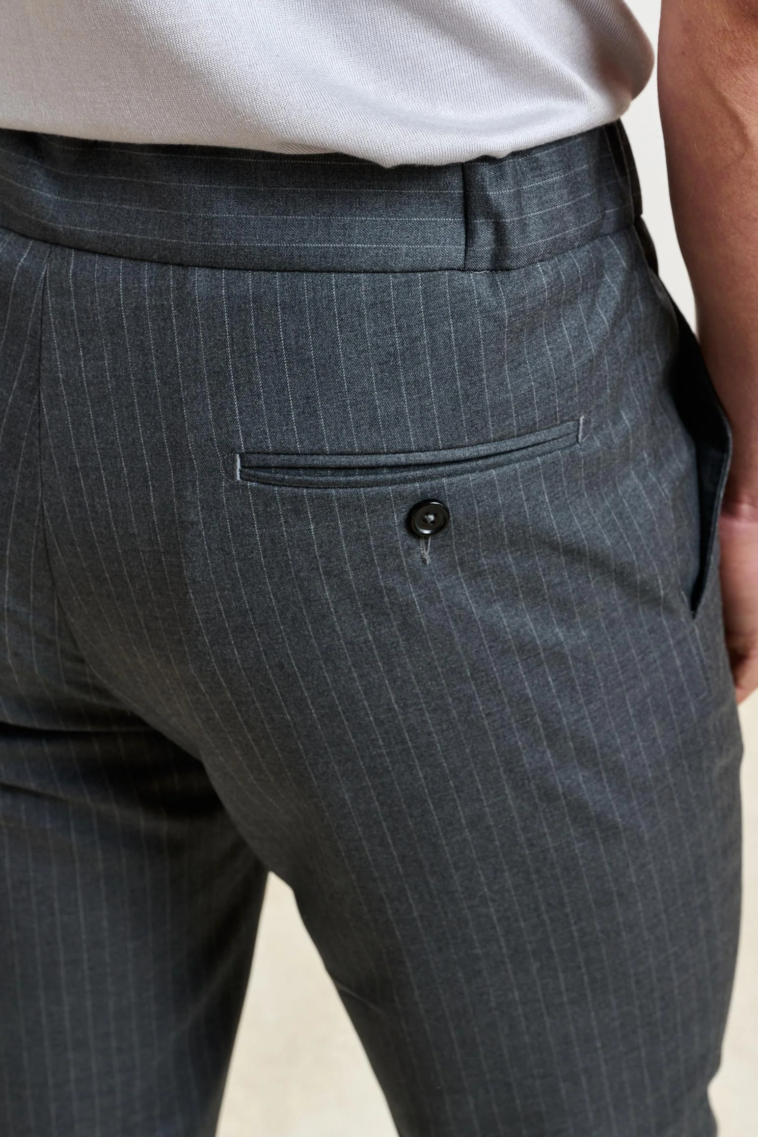 Striped Grey Perth Drawstring Trousers Eton - Image 4