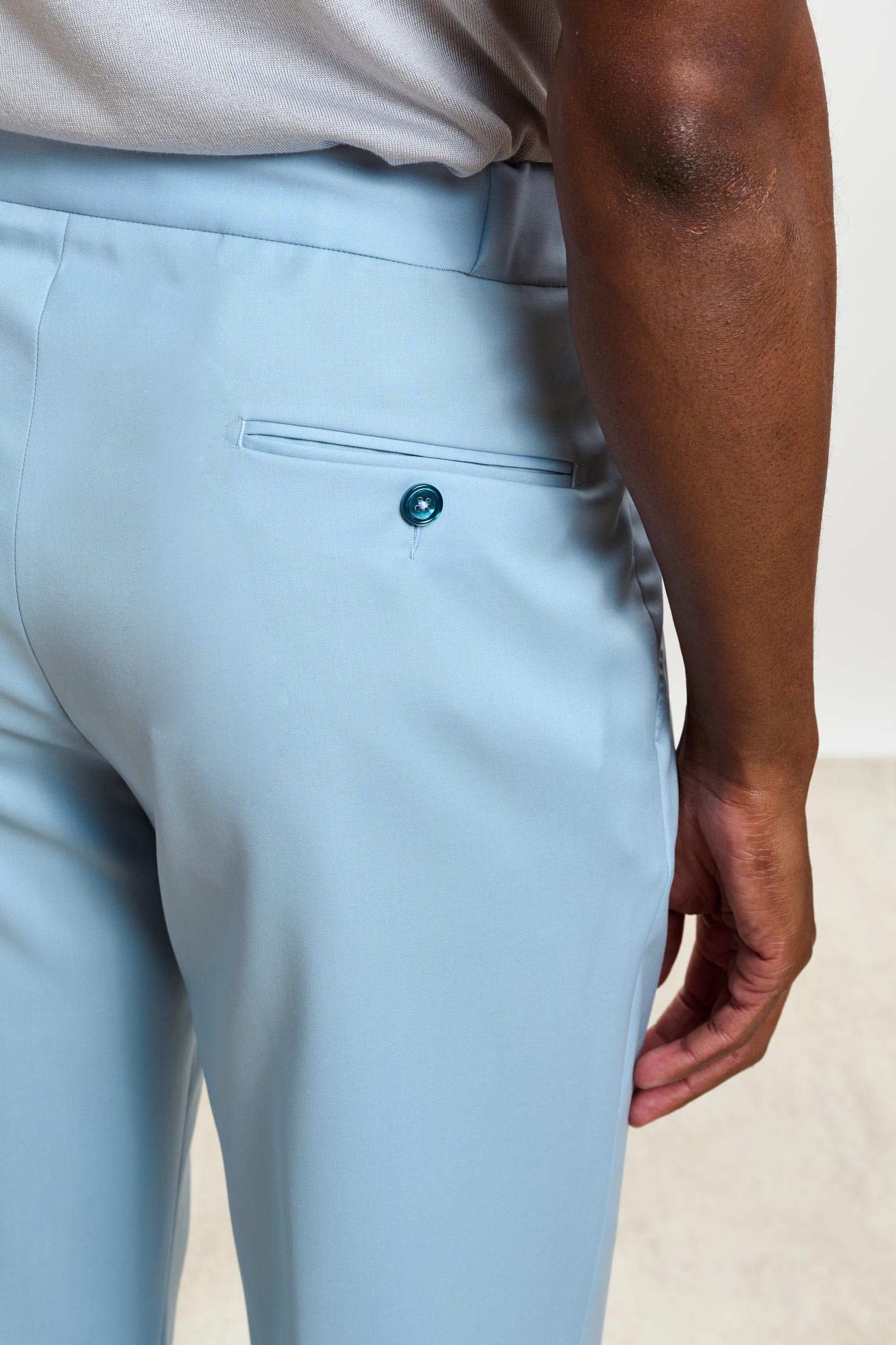 Plain Blue Perth Drawstring Trousers New Deluxe - Image 4