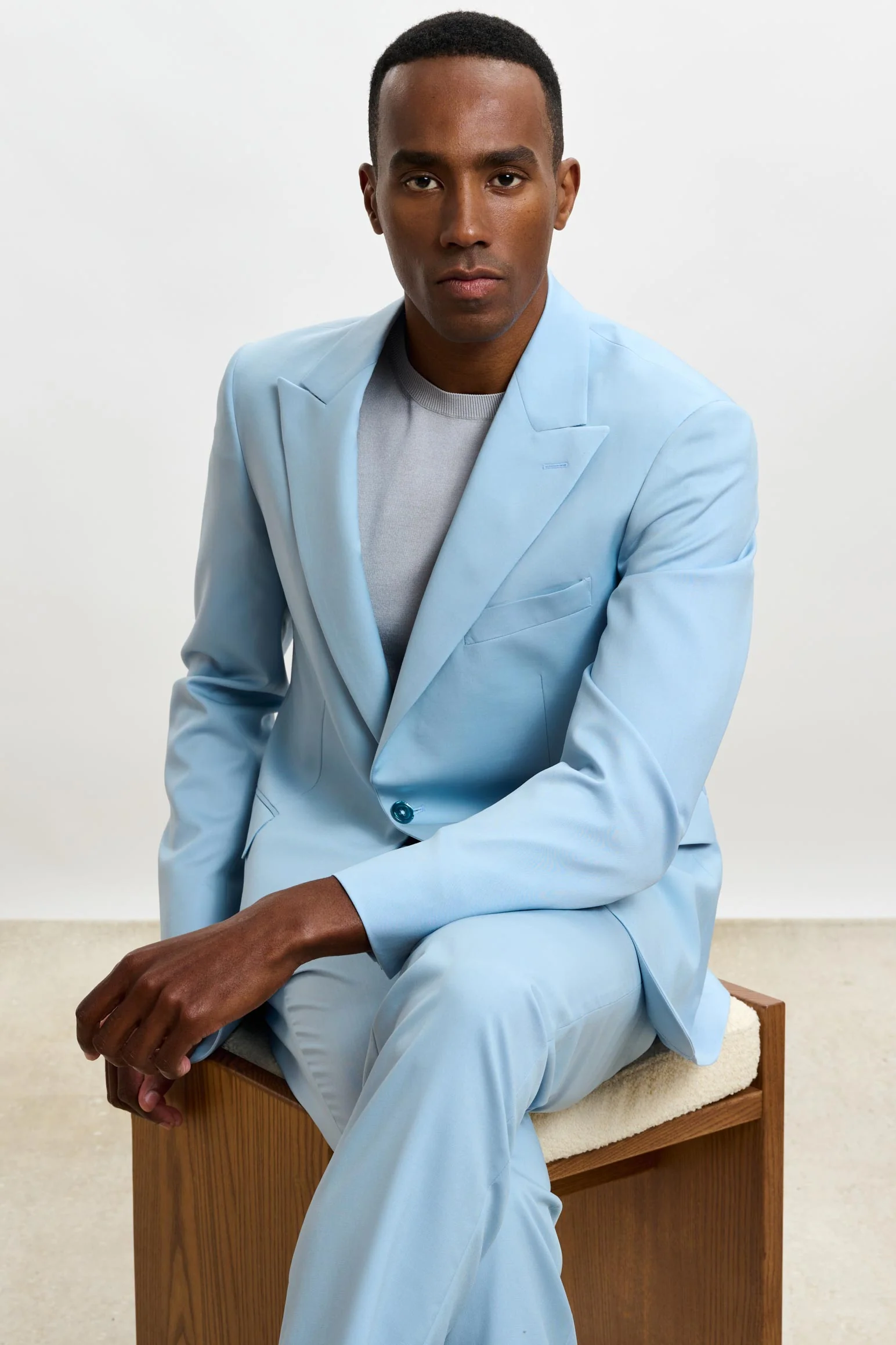 Plain Blue Perth Drawstring Trousers New Deluxe - Image 5