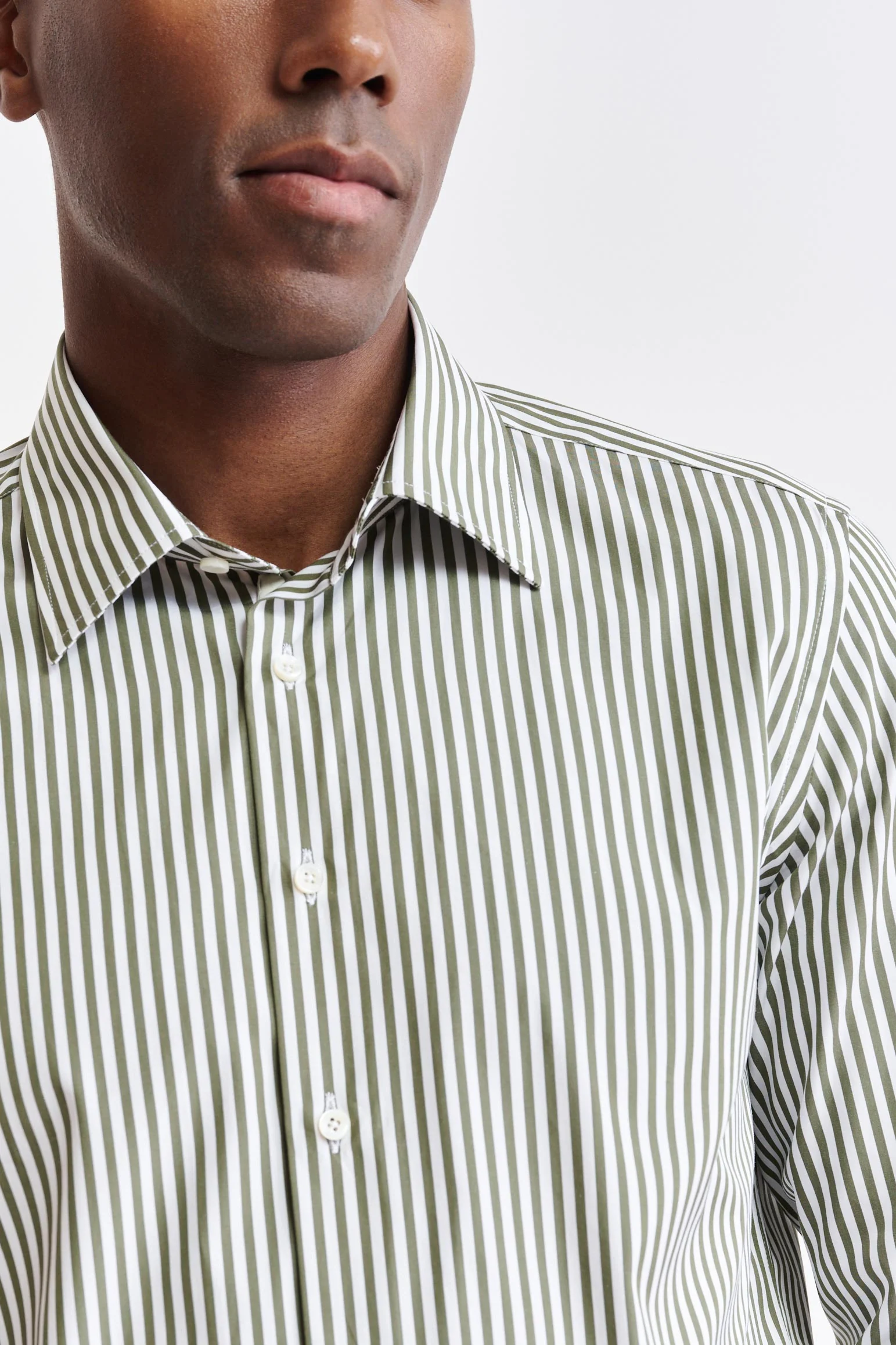 Plain Green Cotton Twill Formal Shirt - Image 3