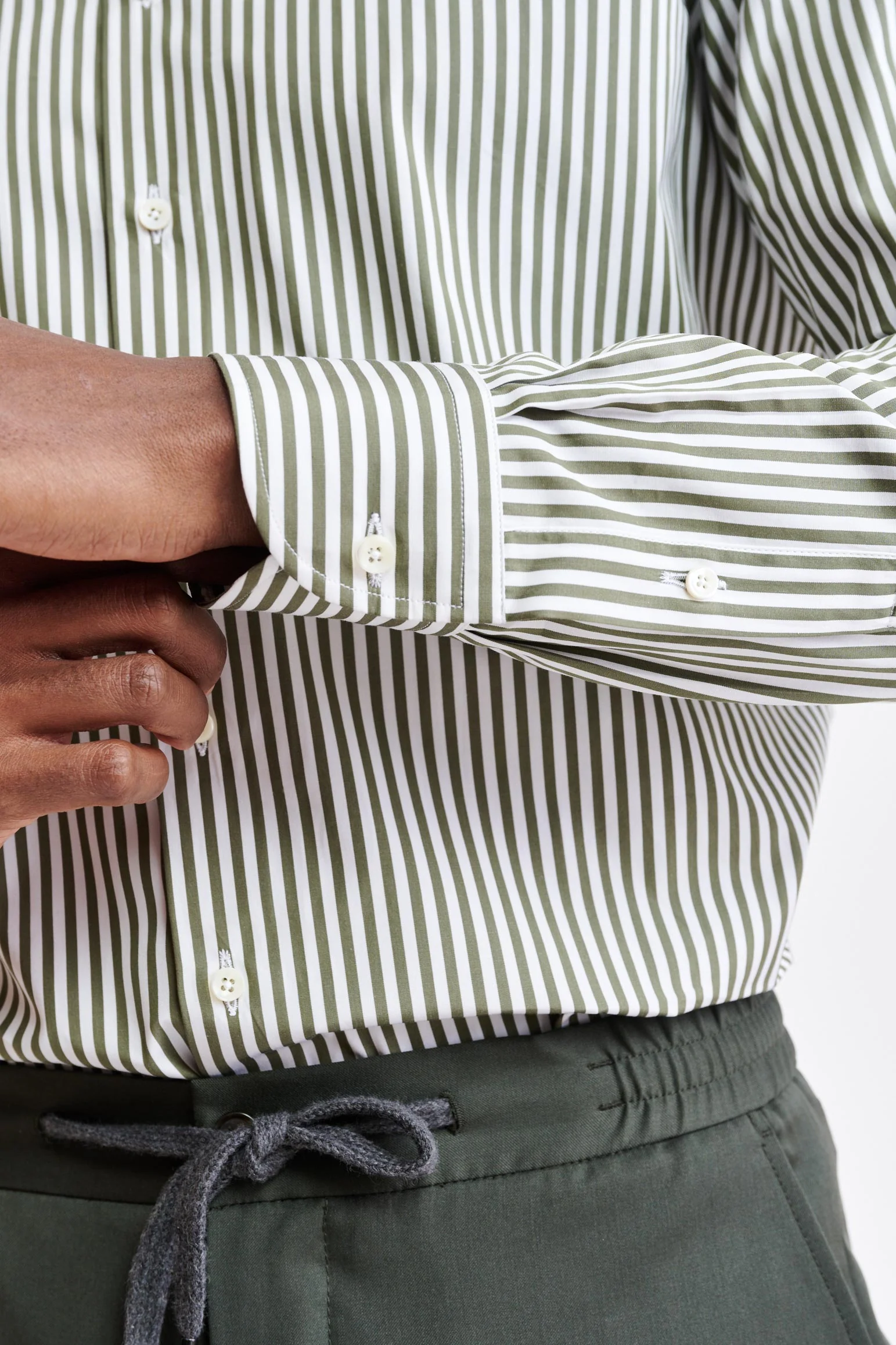 Plain Green Cotton Twill Formal Shirt - Image 4