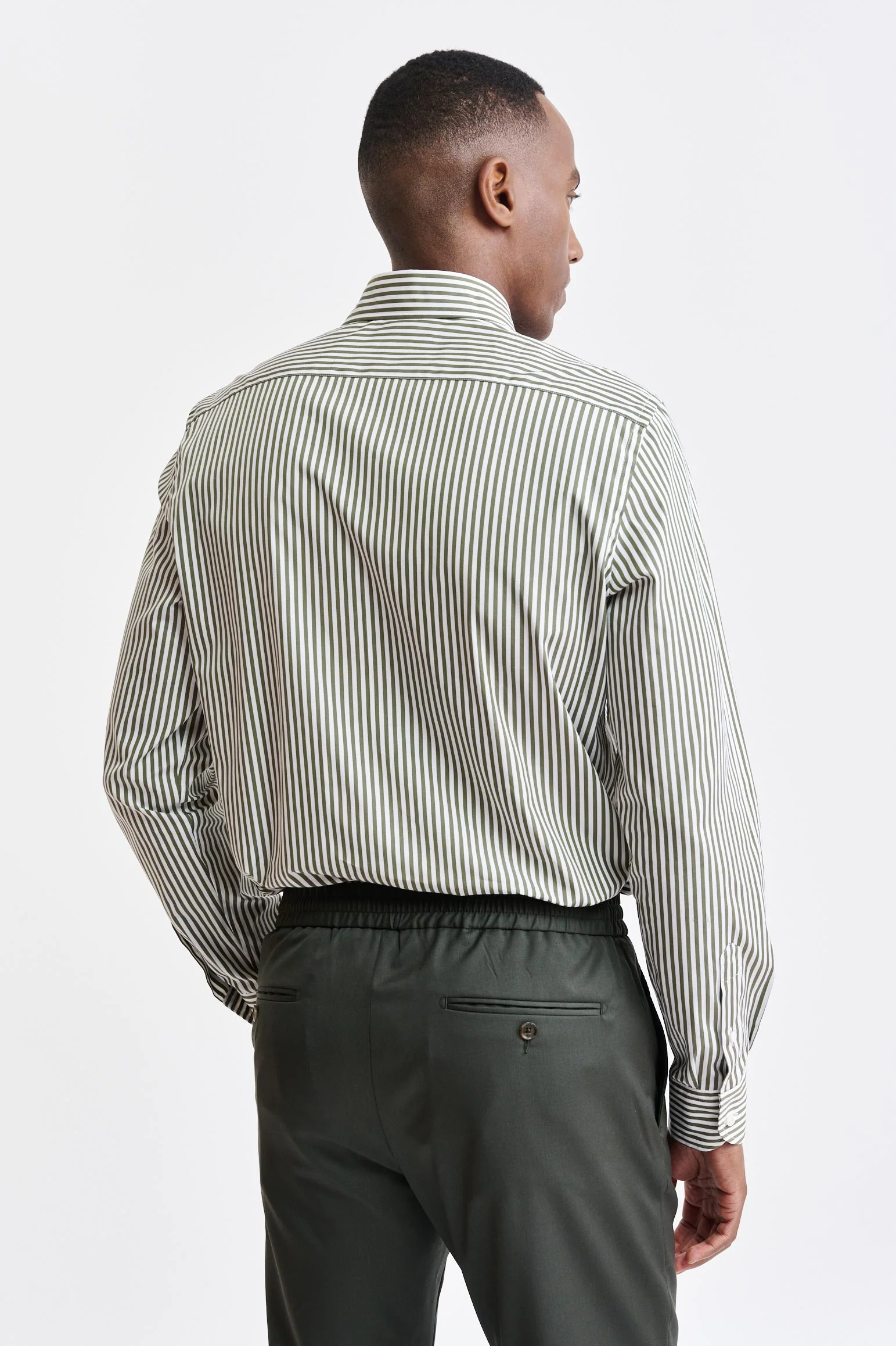 Plain Green Cotton Twill Formal Shirt - Image 5