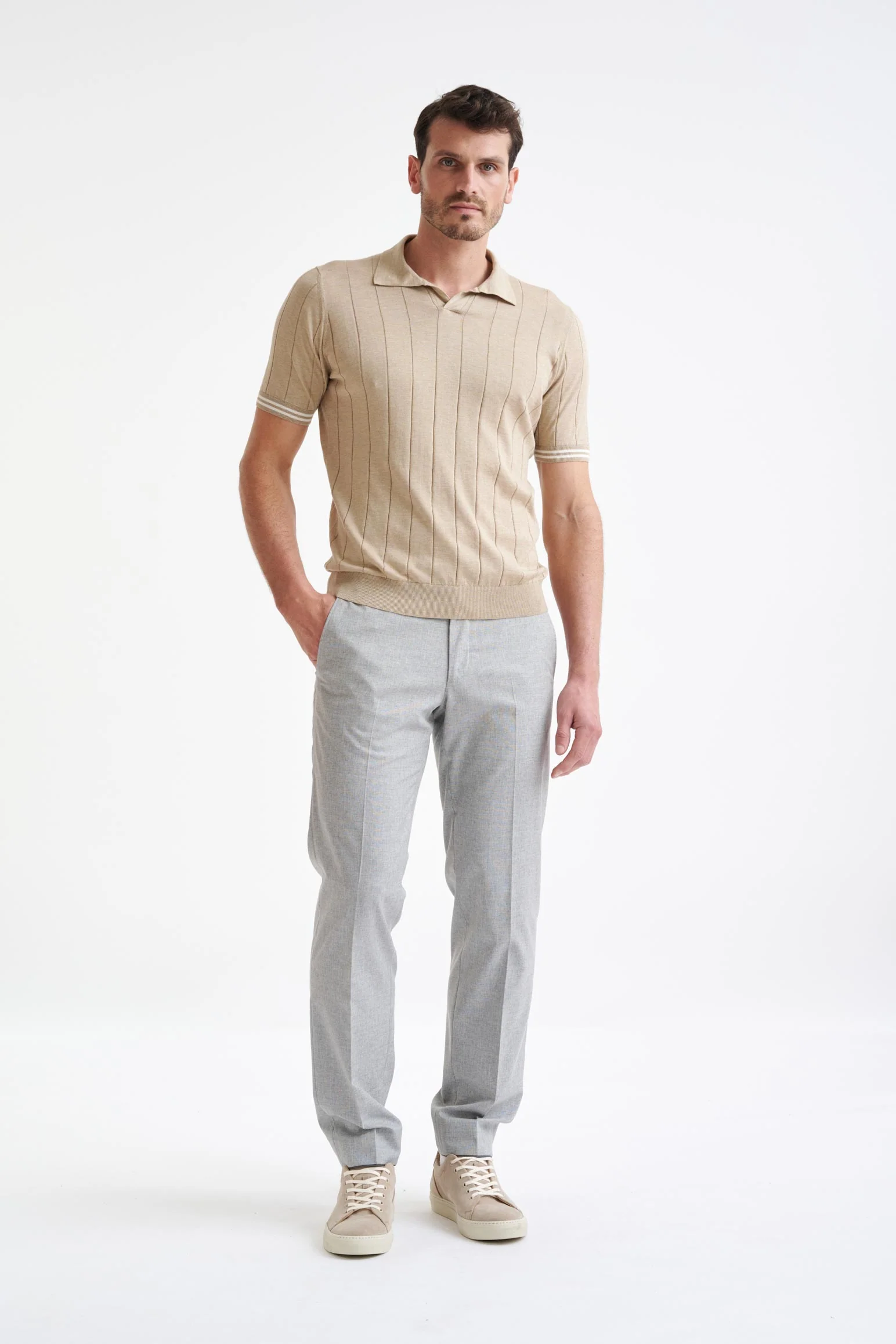 Safari Beige Cotton Wide Rib Dawlish Knit - Image 3