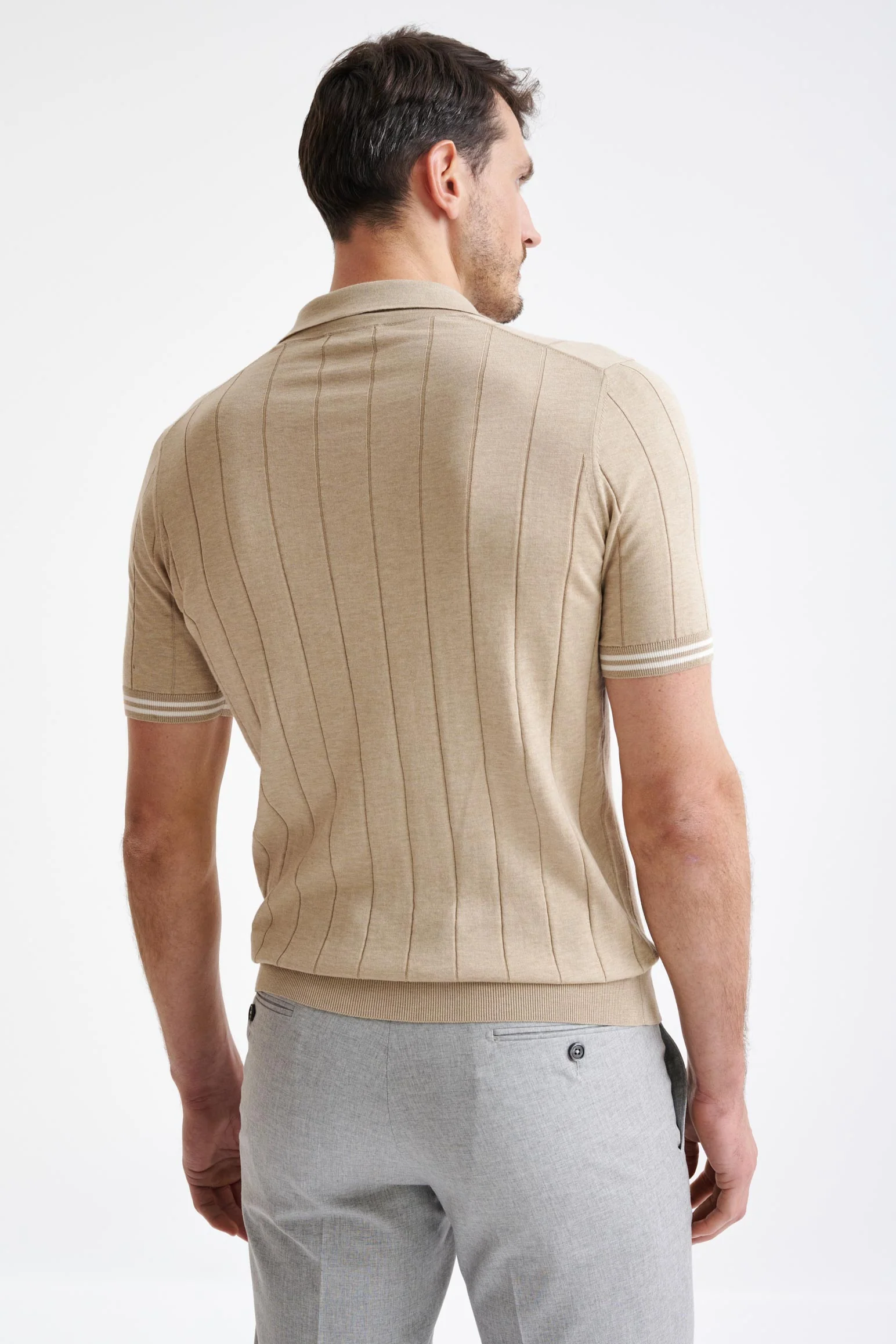 Safari Beige Cotton Wide Rib Dawlish Knit - Image 4
