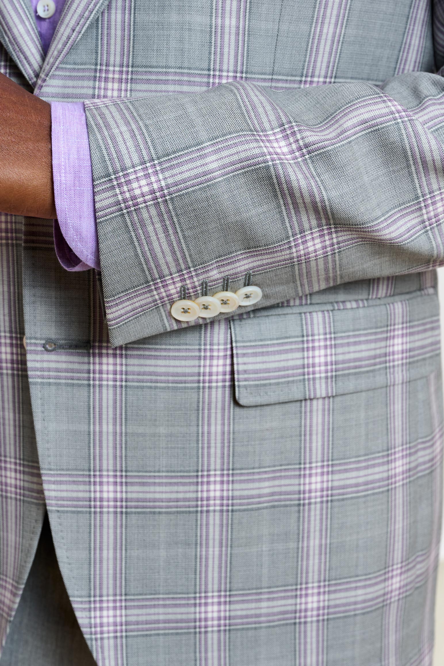 Light Grey & Lila Check Soho Jacket Mosaic - Image 5