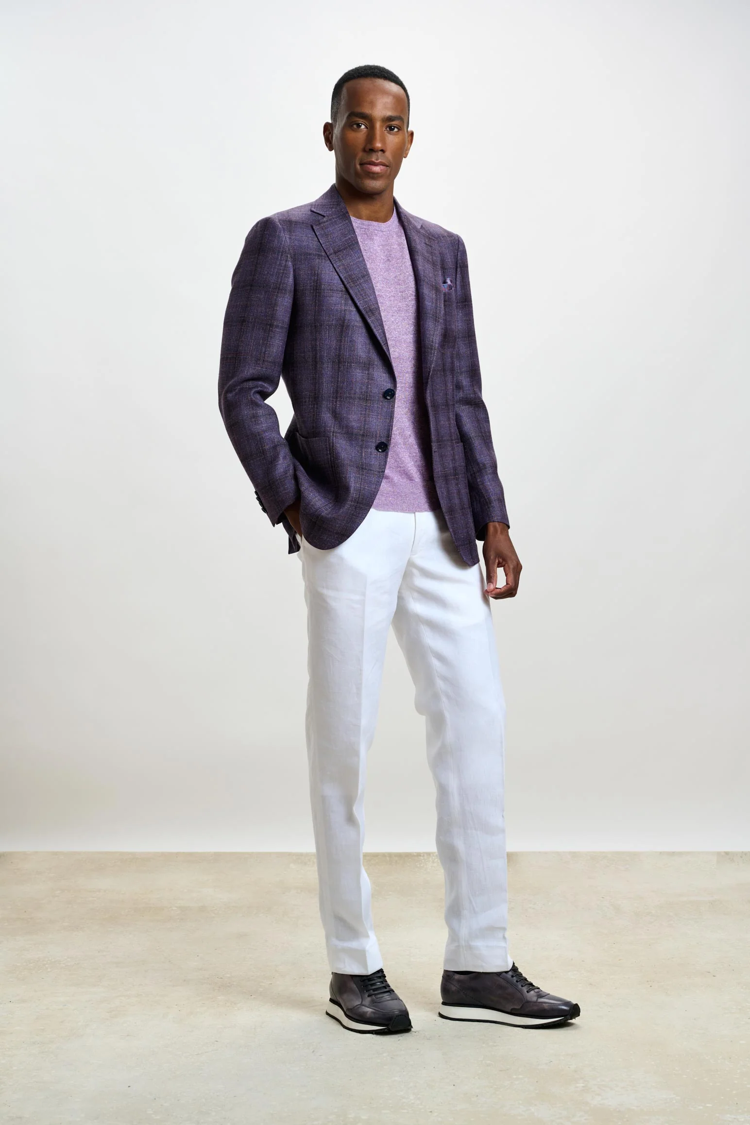 Dark Aubergine Check Soho Jacket Taormina - Image 7
