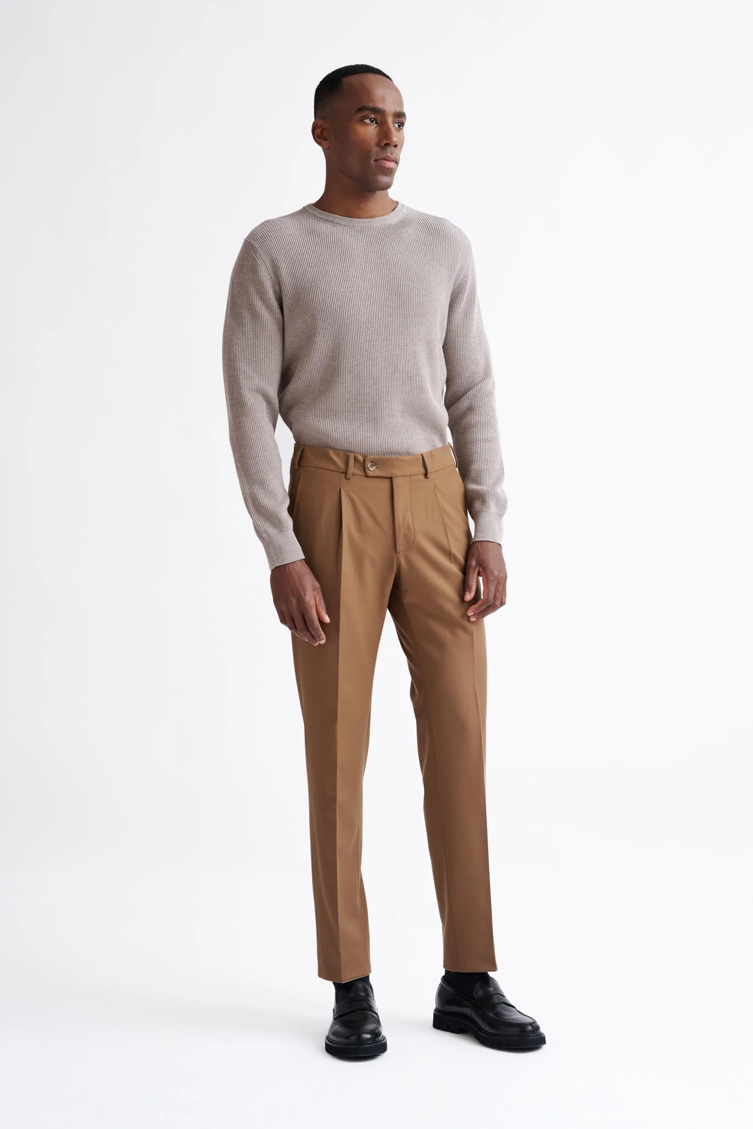 Tan Wool with Stretch Farley Trousers Connect - Image 3