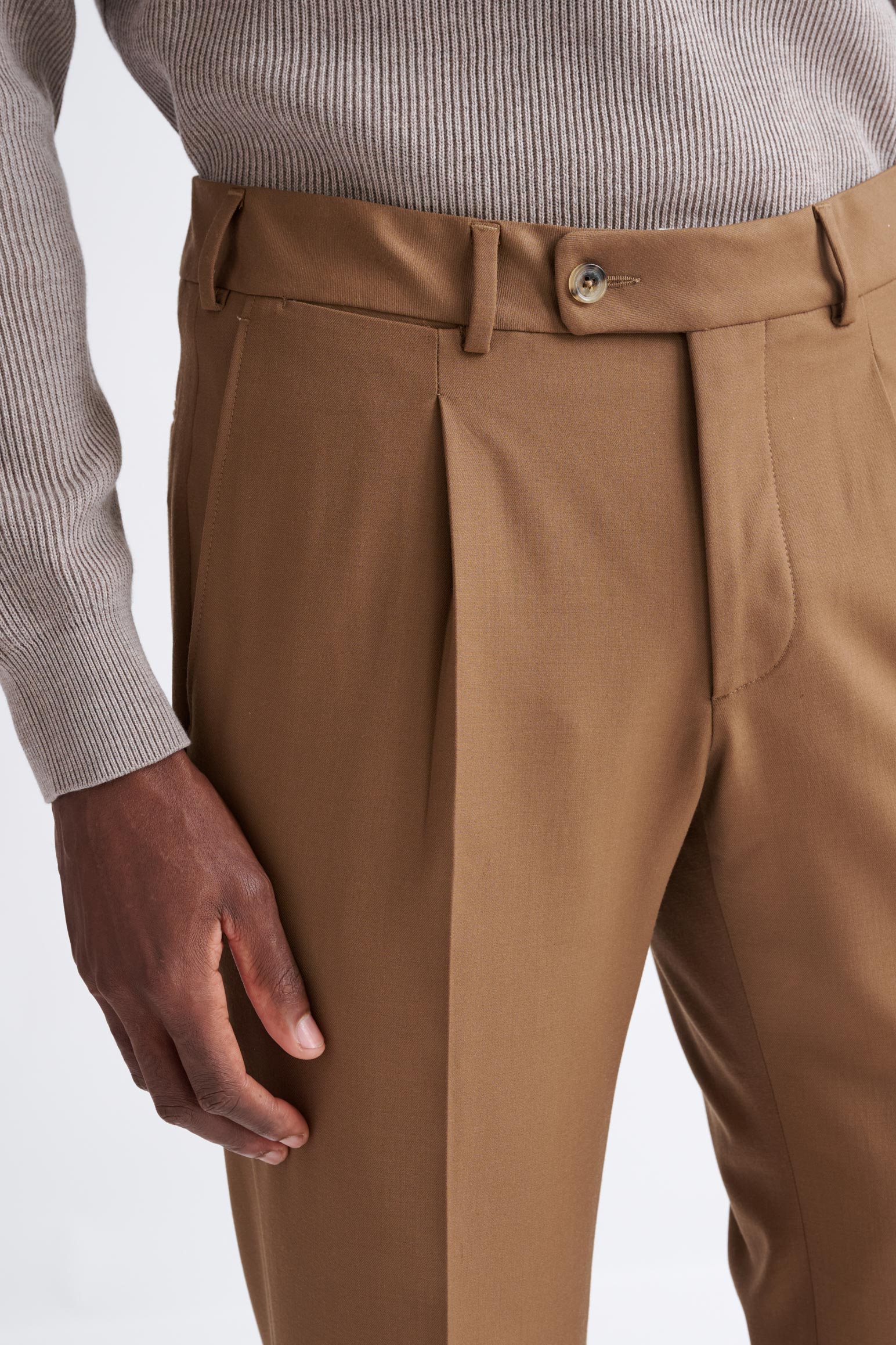 Tan Wool with Stretch Farley Trousers Connect - Image 4
