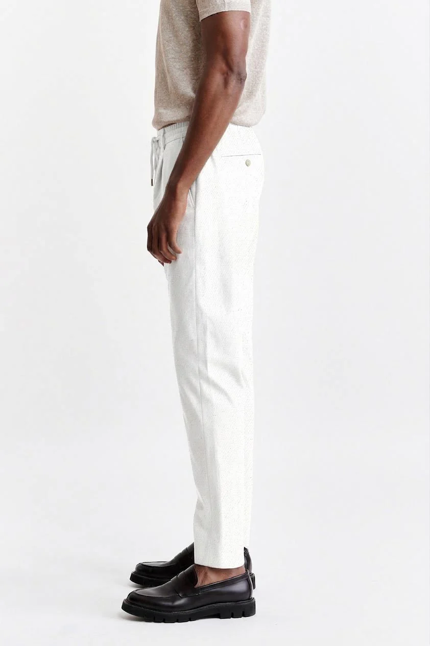 White Drawstring Trousers Cashmere Cotton - Image 3