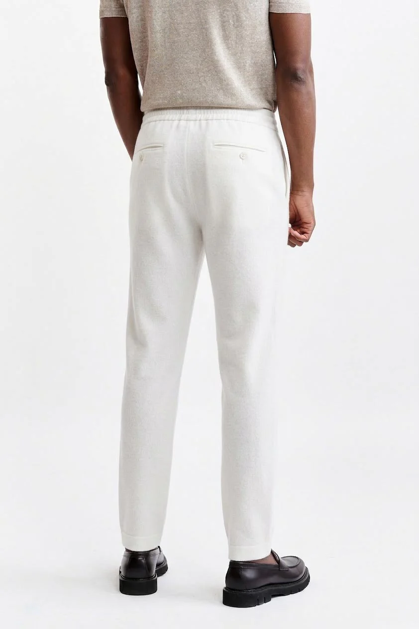 White Drawstring Trousers Cashmere Cotton - Image 4