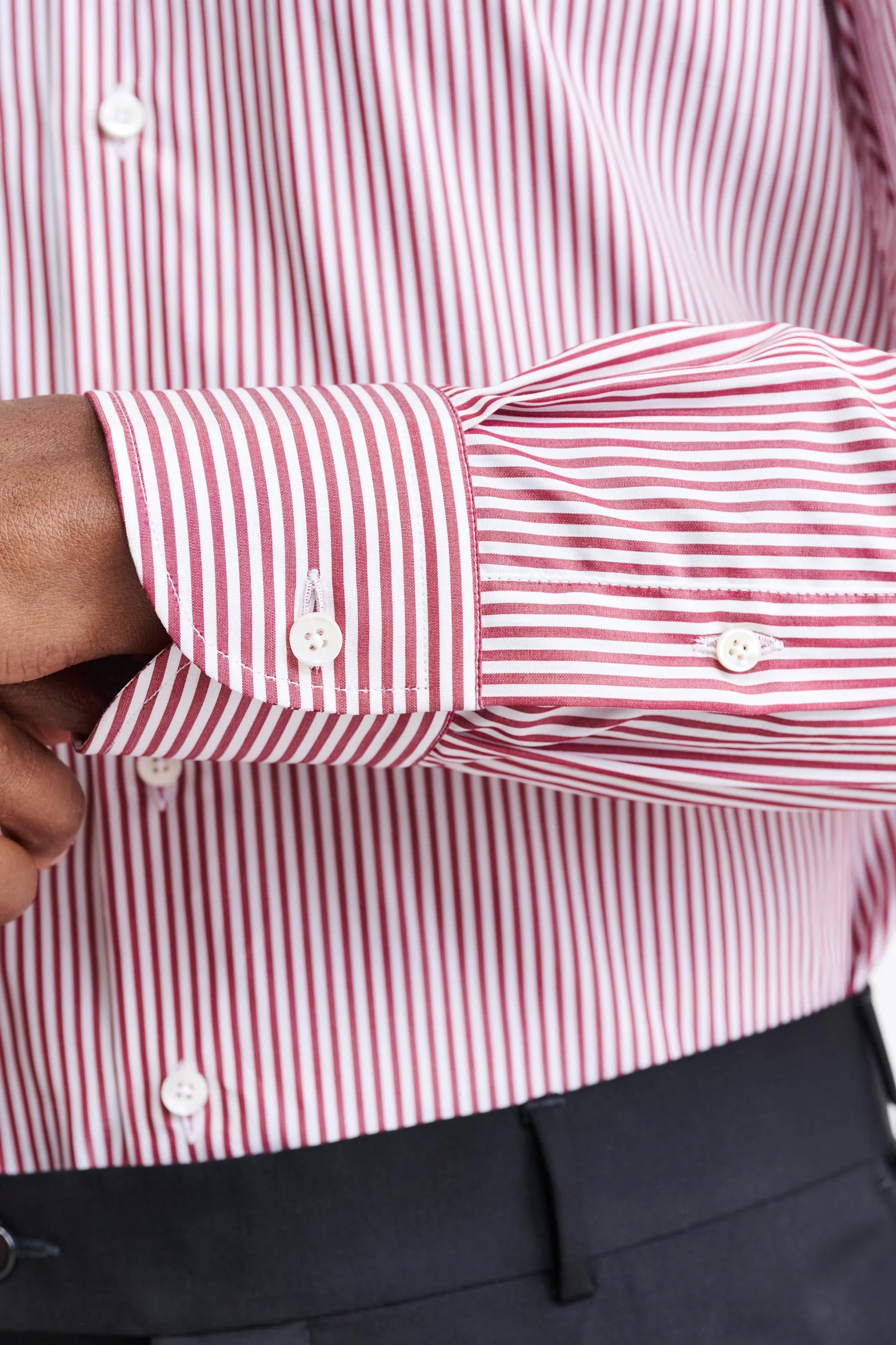 White-Red Stripes Cotton Poplin Formal Shirt - Image 4