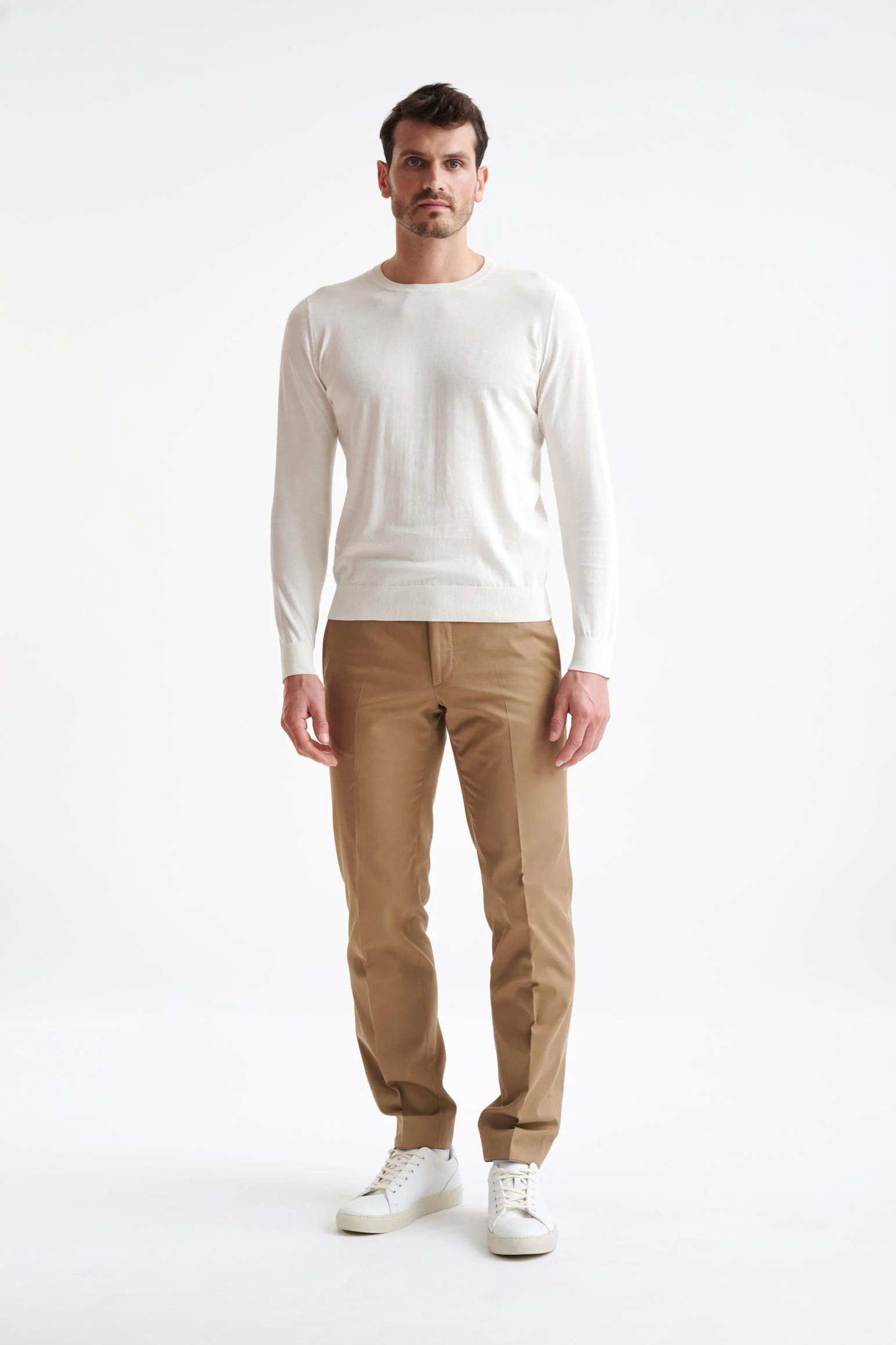 White Staple Cotton Crewe Knitted Sweater - Image 3