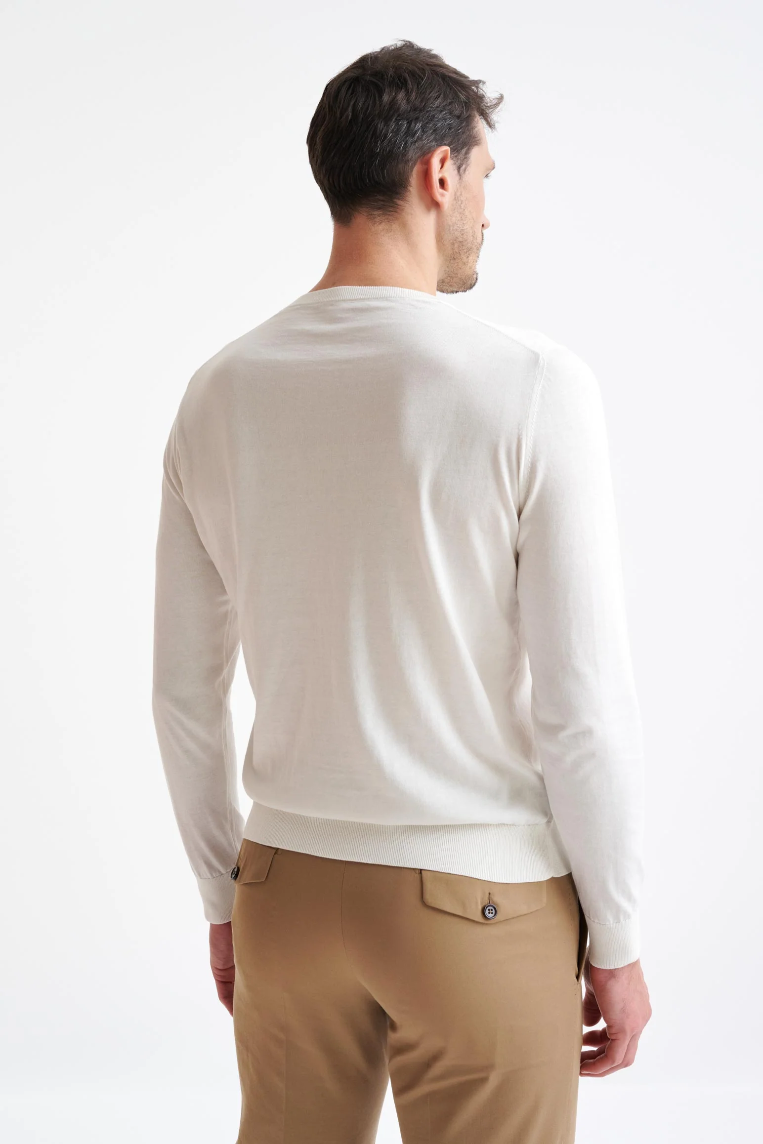 White Staple Cotton Crewe Knitted Sweater - Image 4